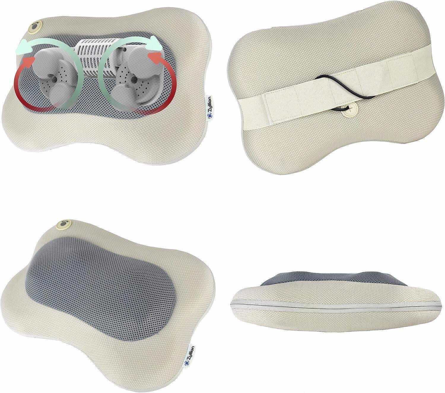 Zyllion Back and Neck Massager with Heat - 3D Deep Tissue Shiatsu Massage Pillow for Chair, Car and Muscle Pain on Whole Body: Shoulders, Calf, Foot, Legs, Arms (NOT Cordless) - Black (ZMA-13-BK)