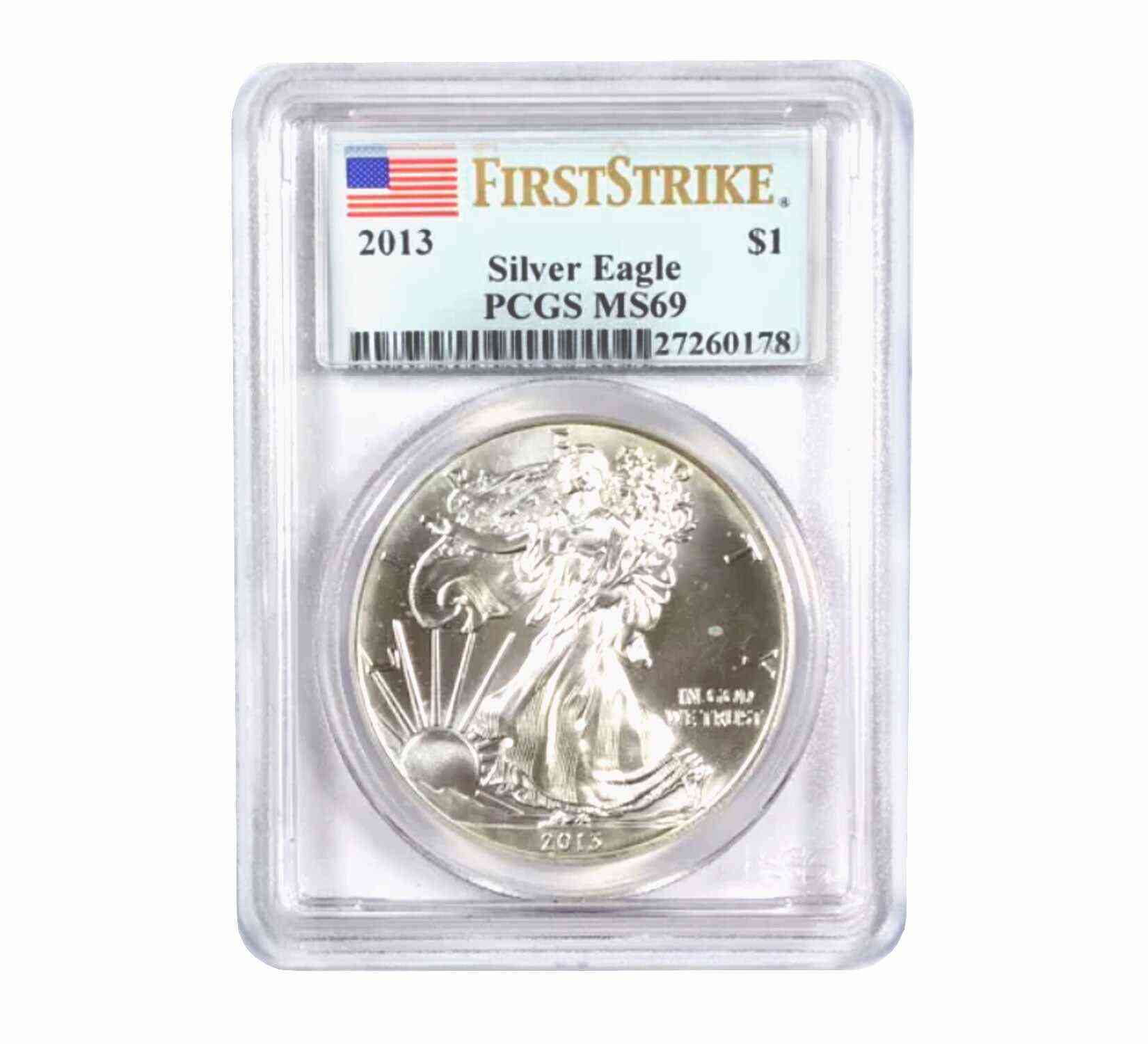 2013 $1 American Silver Eagle MS69 PCGS - First Strike
