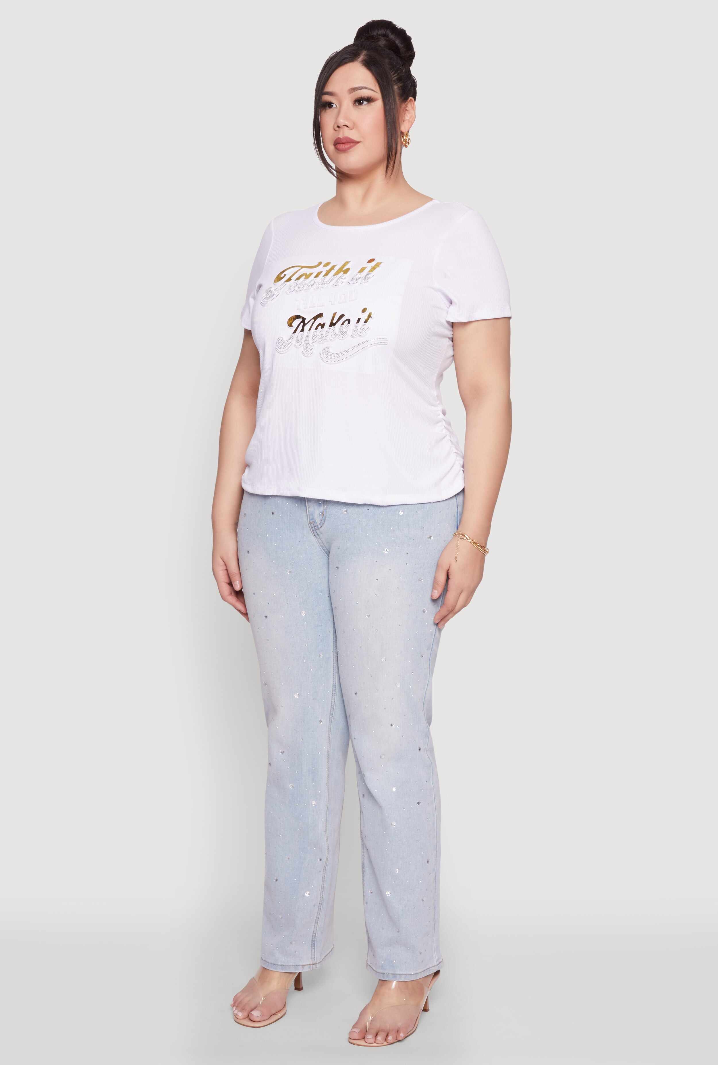 Plus Size Faith It 3D Foil Graphic Tee