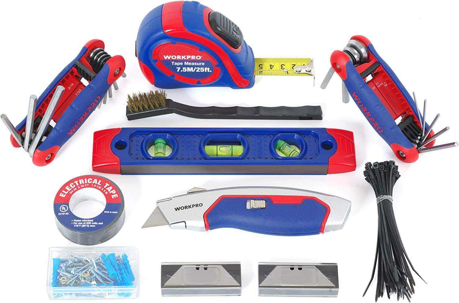 W009037A 322-Piece Home Repair Hand Tool Kit Basic Household Tool Set with Carrying Bag