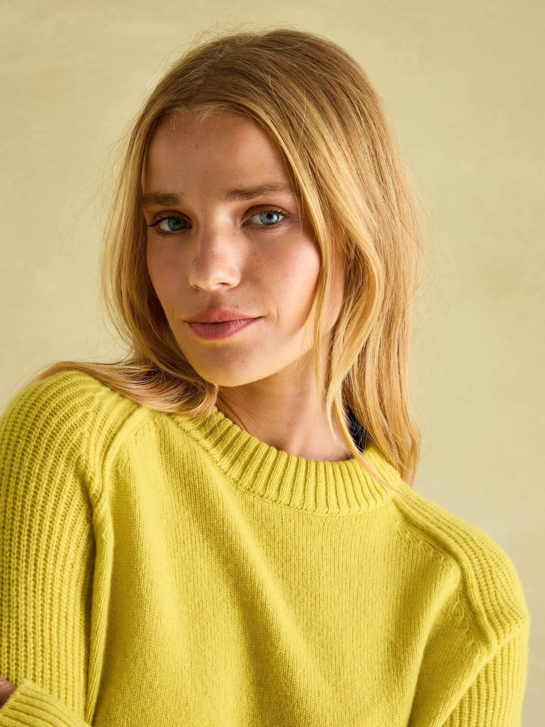 May Yellow Merino Wool Jumper with Detachable Roll Neck