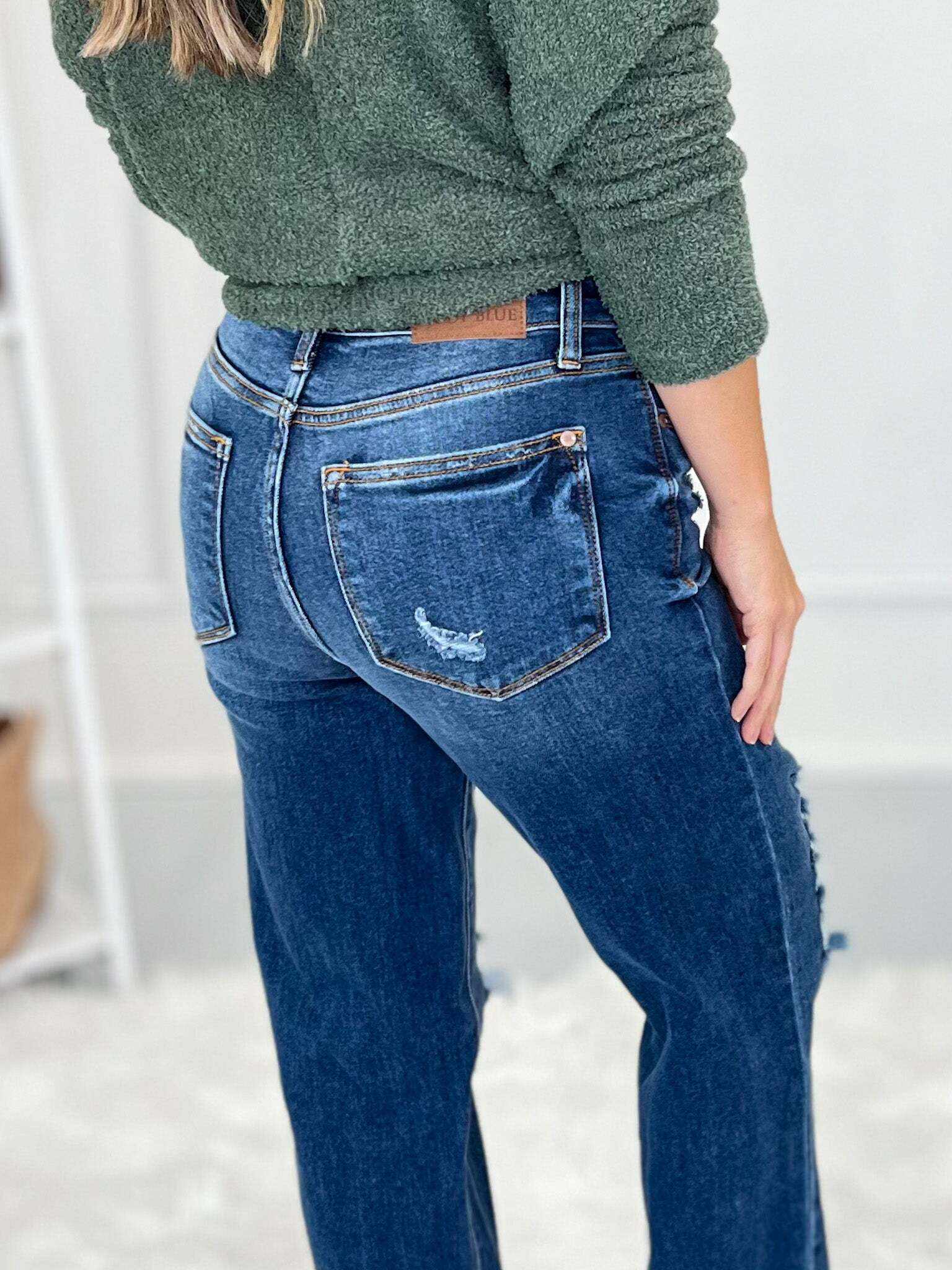 Christmas Destroyed Dad Jeans- Final Sale