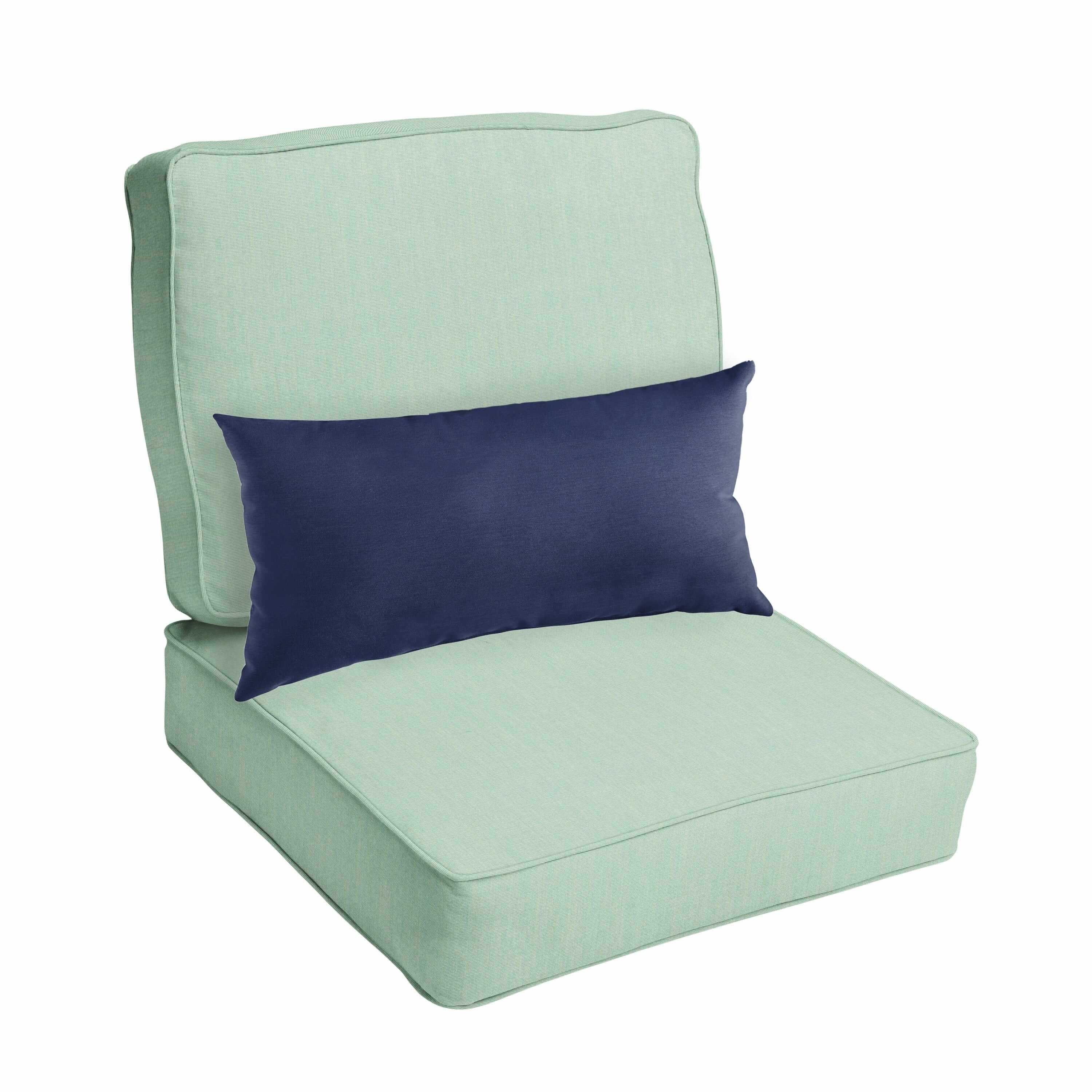 Sorra Home Oakley Sunbrella Solid Indoor/ Outdoor Corded Chair Cushion Set and Lumbar Pillow
