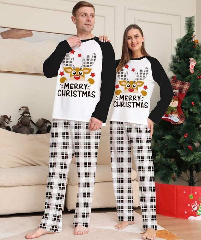 Reindeer Print Christmas Pajamas Sets Family Matching