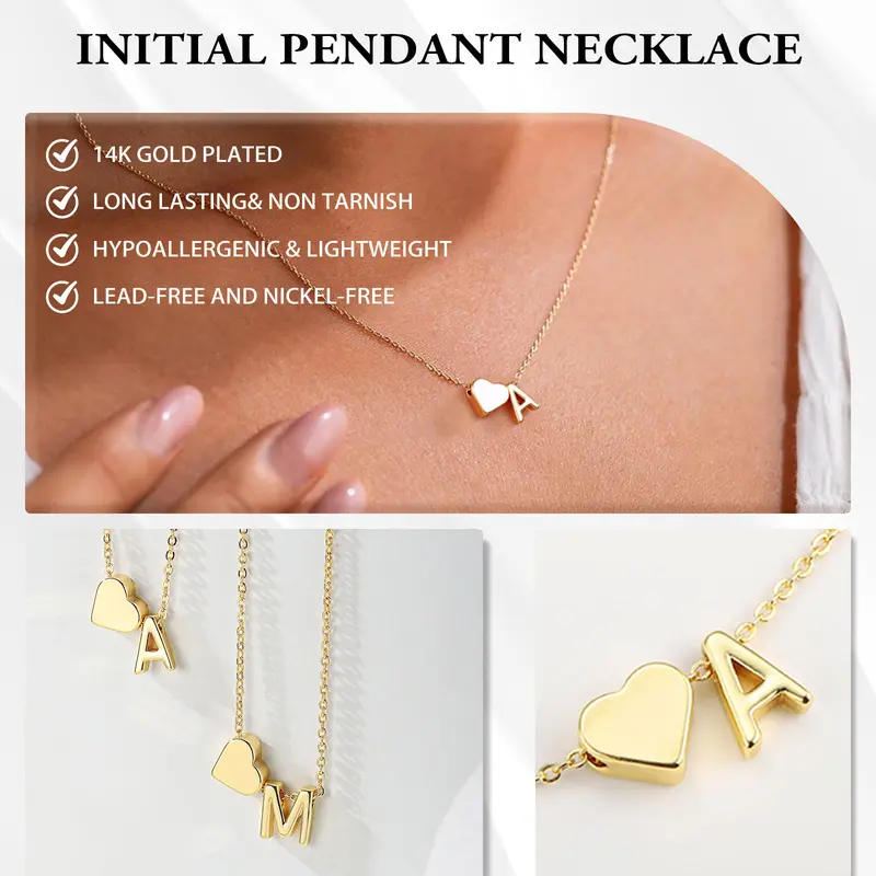 🔥Last Day 69% OFF ✨Personalized Gold Heart A-Z Initial Necklace Jewelry Gift for Her