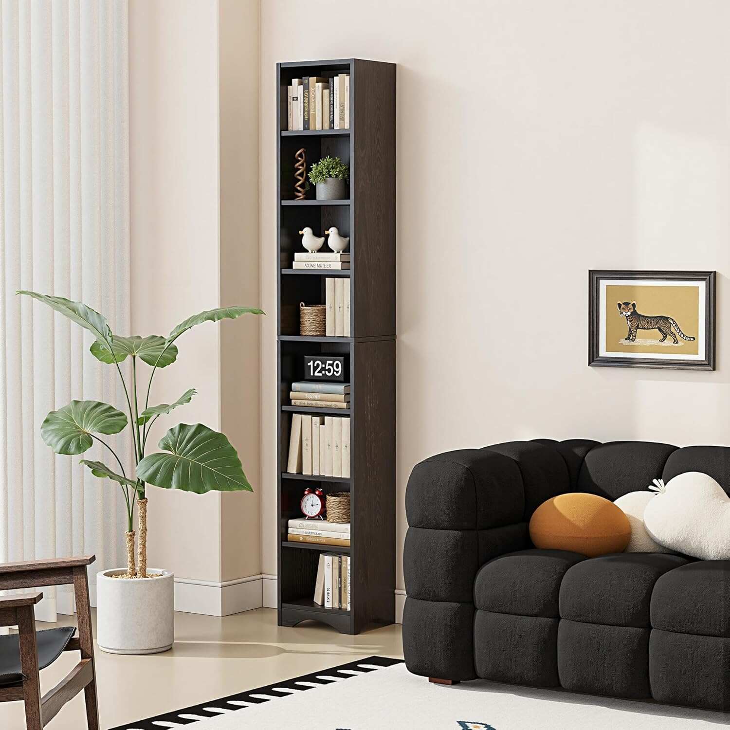 VECELO 8-Tier Tall Narrow Bookshelf