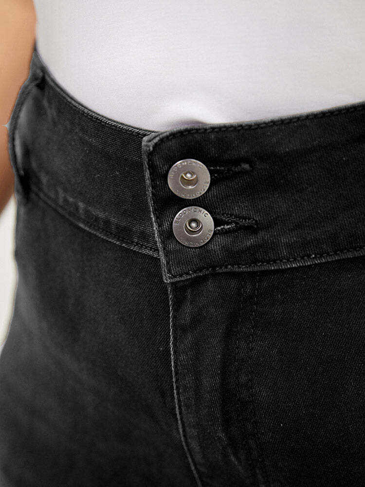 Straight Leg Very Stretchy High Rise Dark Wash Jeans