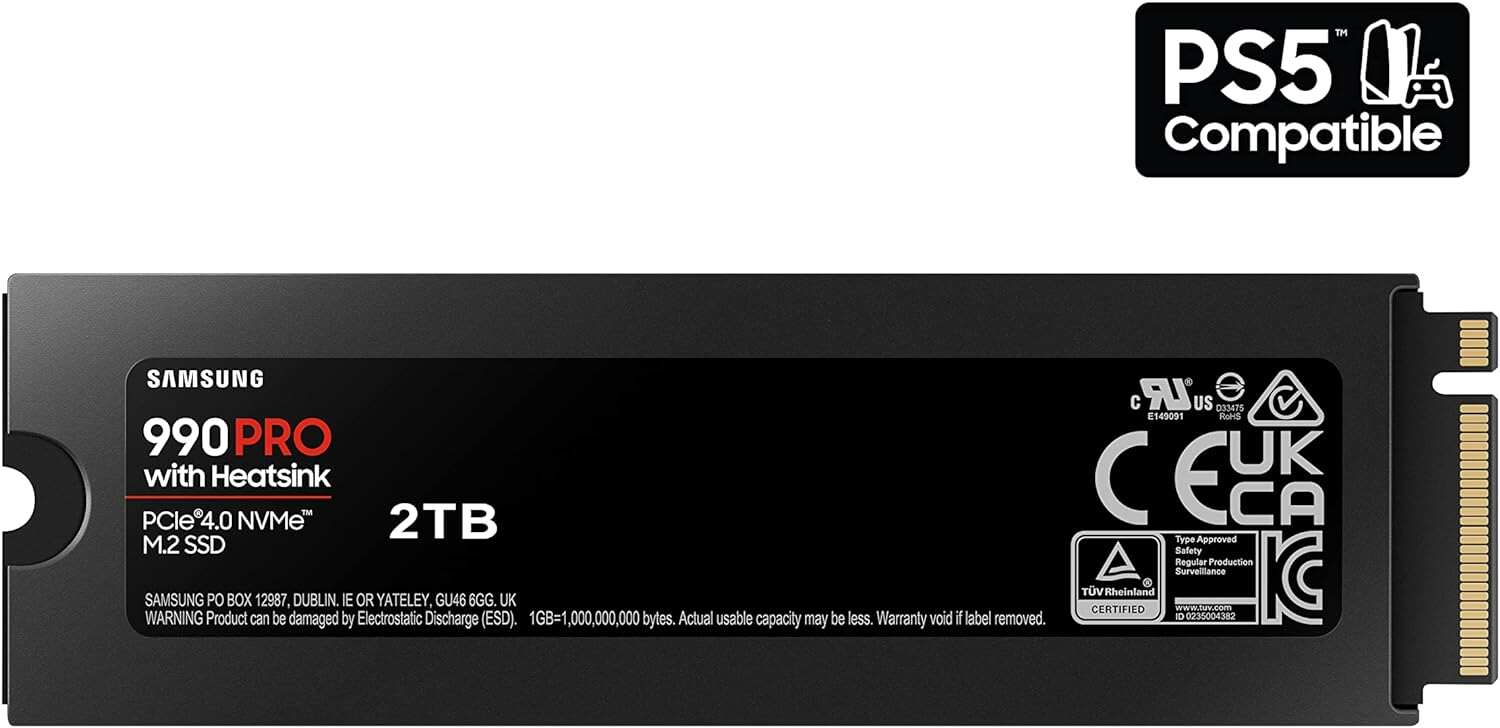 SAMSUNG 990 PRO SSD 2TB PCIe 4.0 M.2 2280 Internal Solid State Hard Drive, Seq. Read Speeds Up to 7,450 MB/s for High End Computing, Gaming, and Heavy Duty Workstations, MZ-V9P2T0B/AM