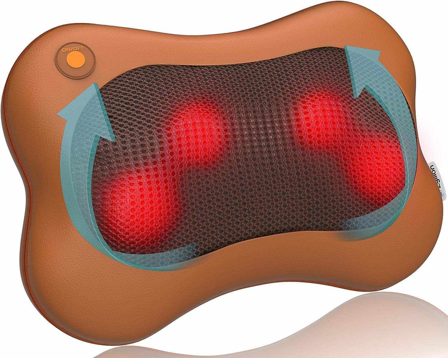 Zyllion Back and Neck Massager with Heat - 3D Deep Tissue Shiatsu Massage Pillow for Chair, Car and Muscle Pain on Whole Body: Shoulders, Calf, Foot, Legs, Arms (NOT Cordless) - Black (ZMA-13-BK)