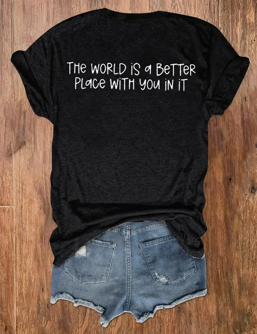 Women's Stay The World Is Better With You In It Suicide Awareness Print V-Neck T-Shirt