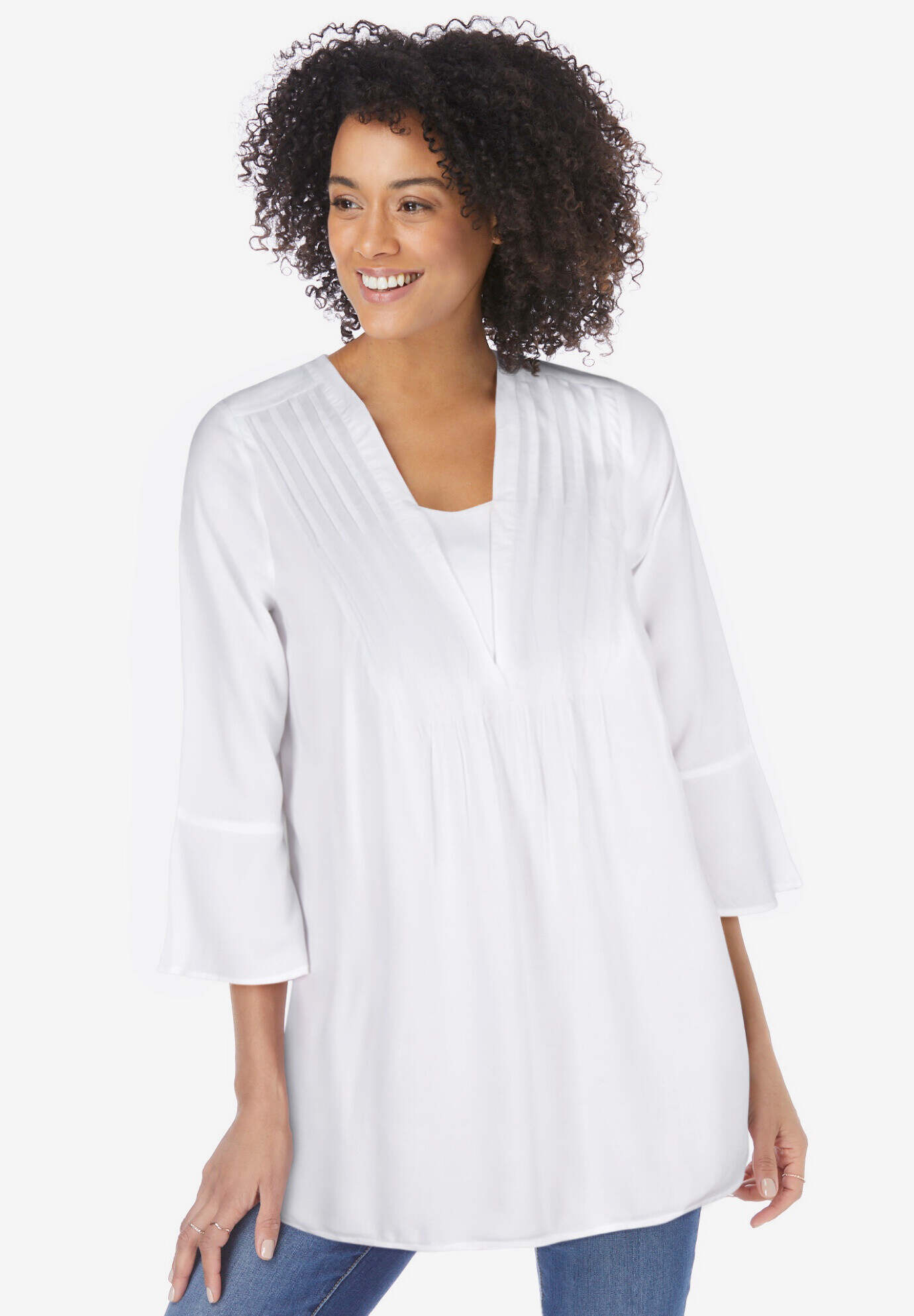 Bell-Sleeve V-Neck Tunic