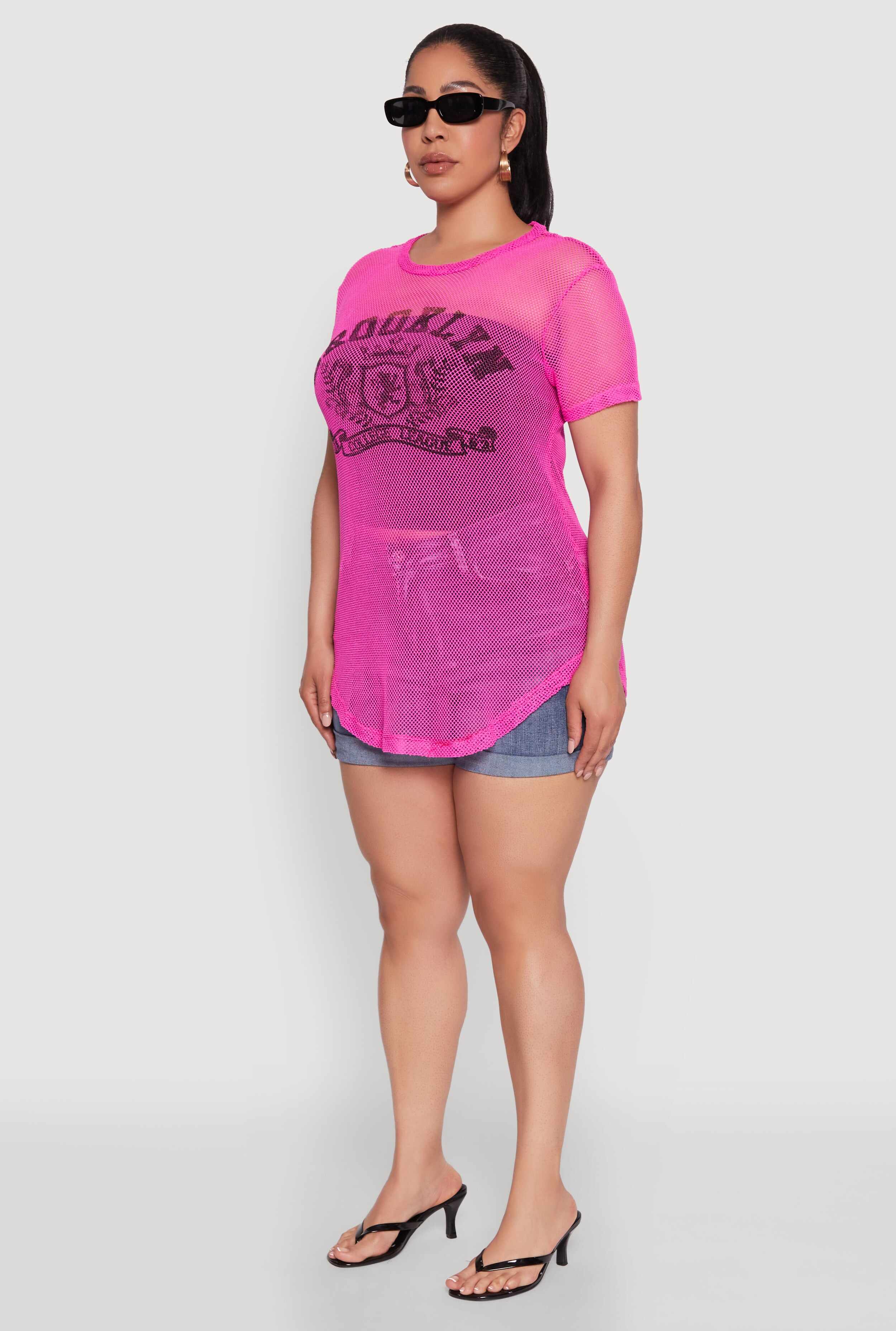 Plus Size Brooklyn College League Fishnet Top
