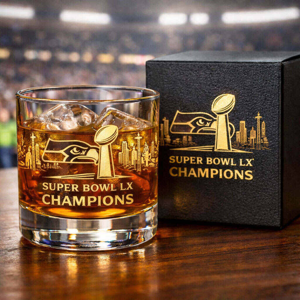 Seahawks Super Bowl LX Champions Whiskey Glass