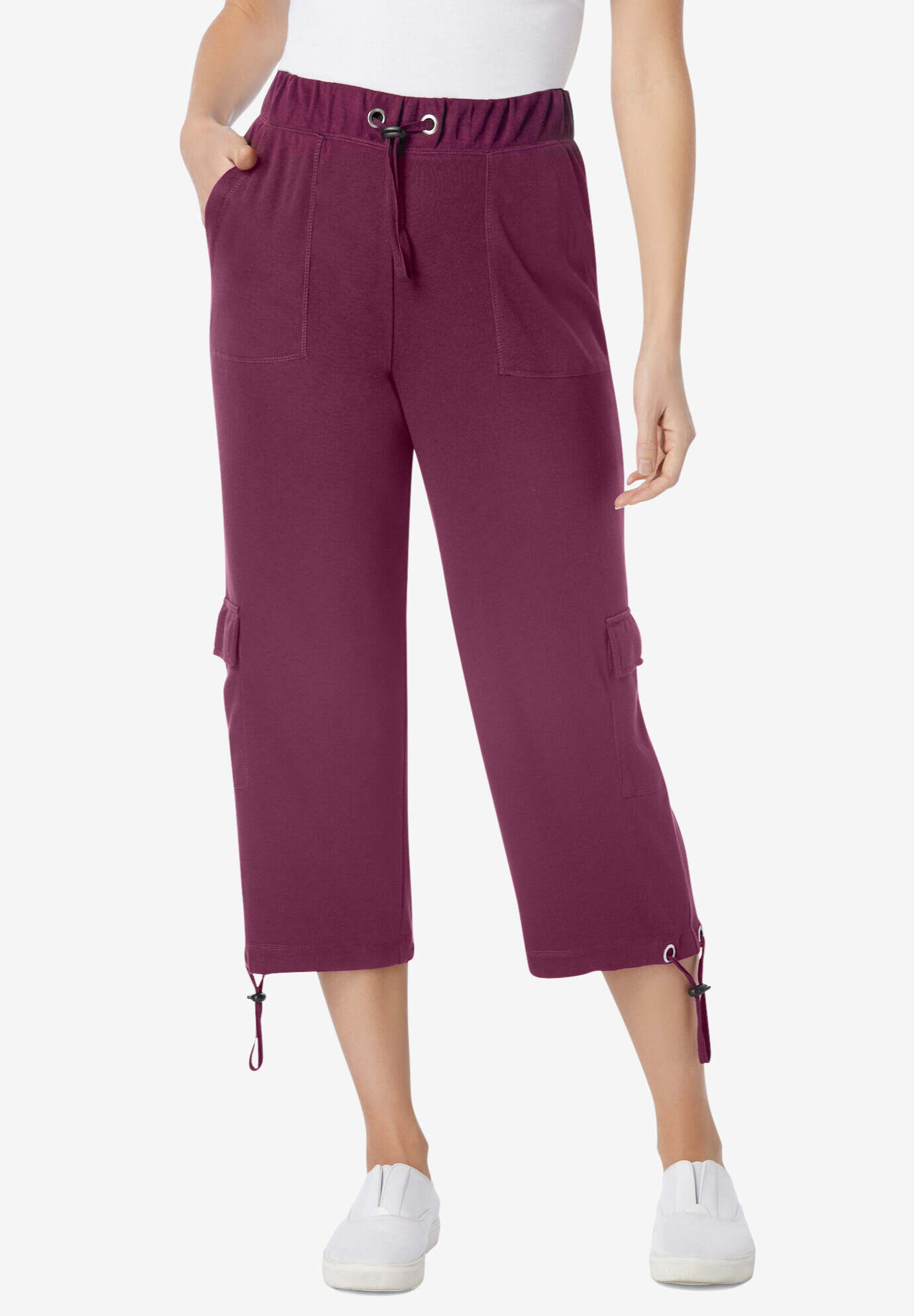 Pull-On Knit Cargo Capri