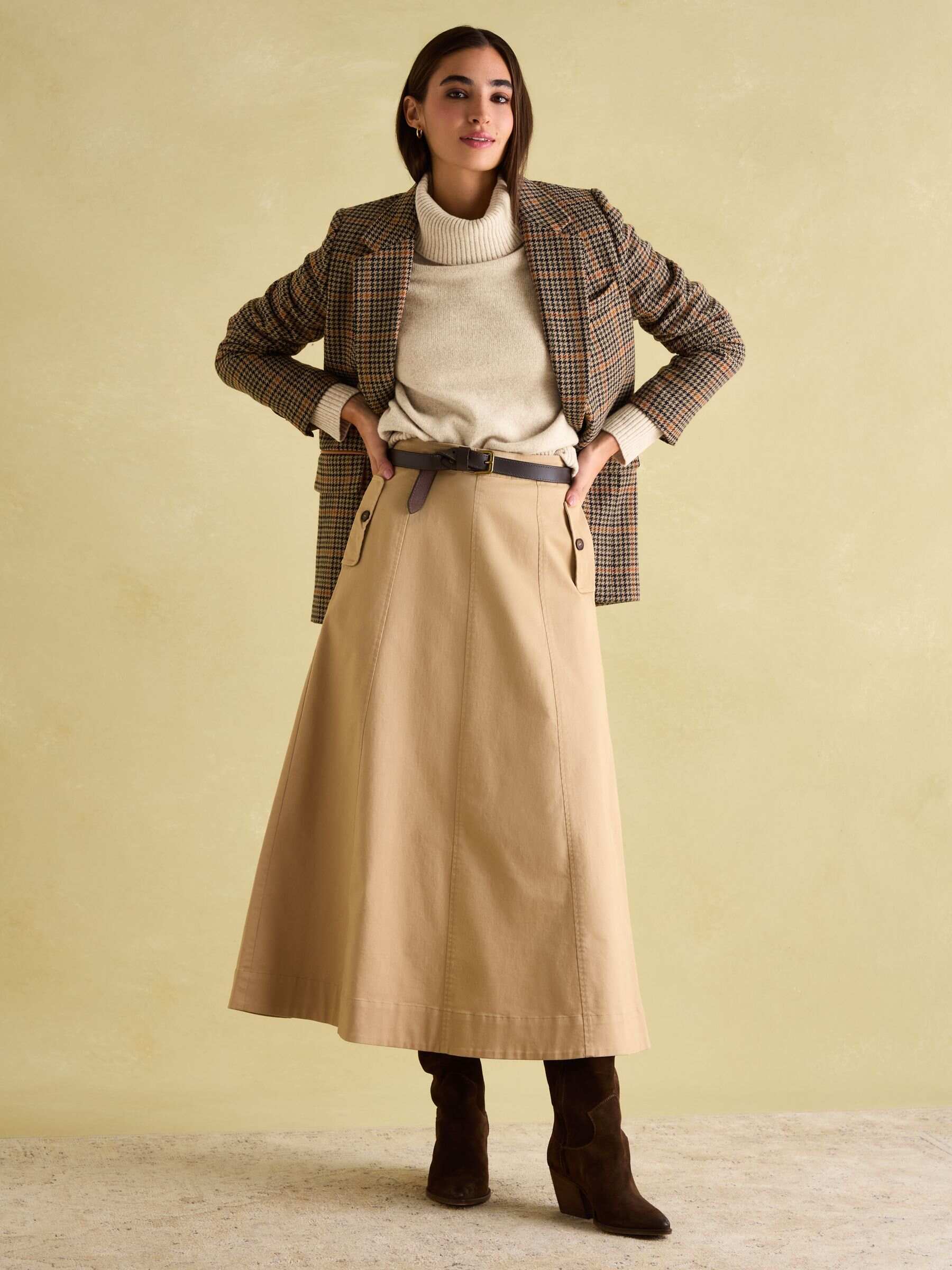 May Oatmeal Merino Wool Jumper with Detachable Roll Neck