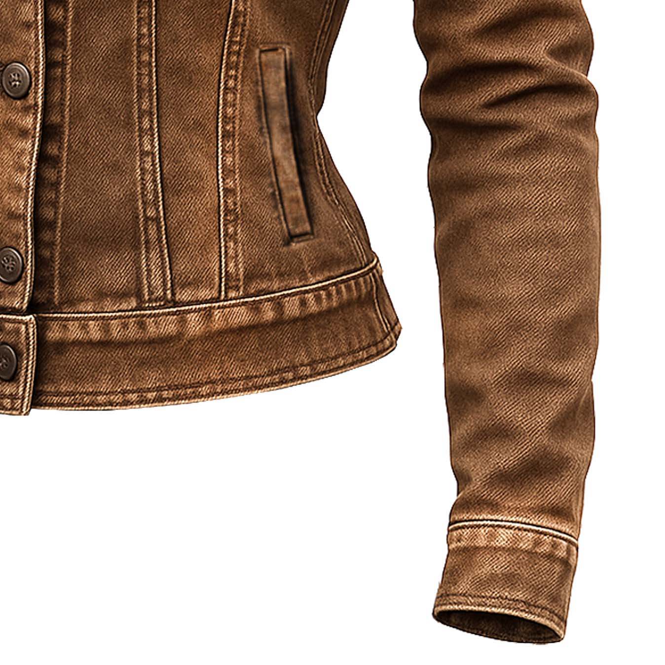 Women's Vintage Western Cowboy Multi-Pocket Distressed Lapel Outdoor Jacket-Black