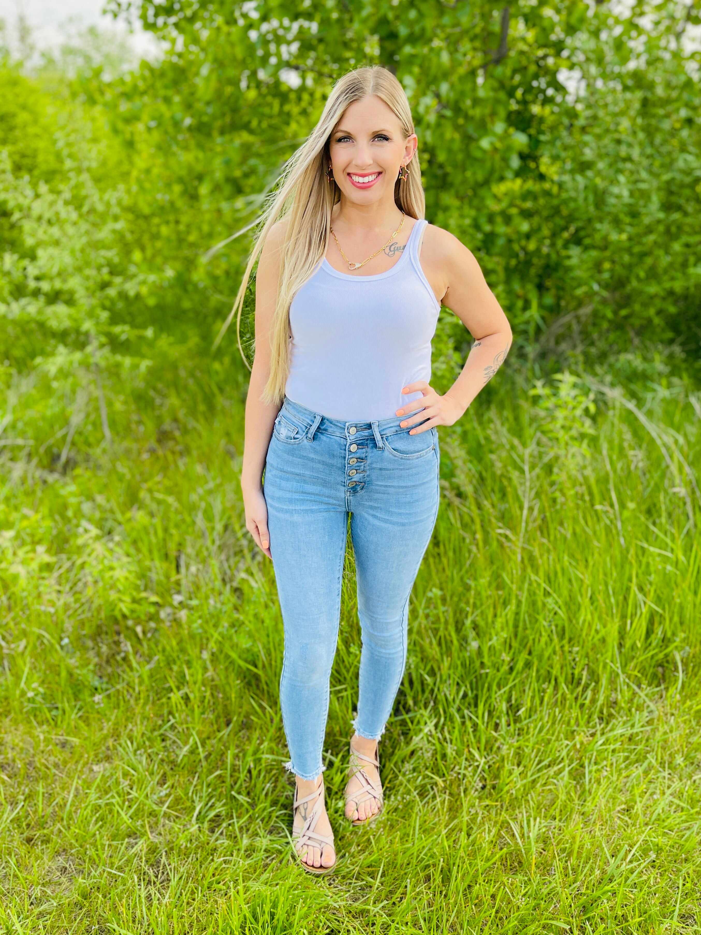 PLUS/REG Feel So Fly Button Fly Skinny Jeans