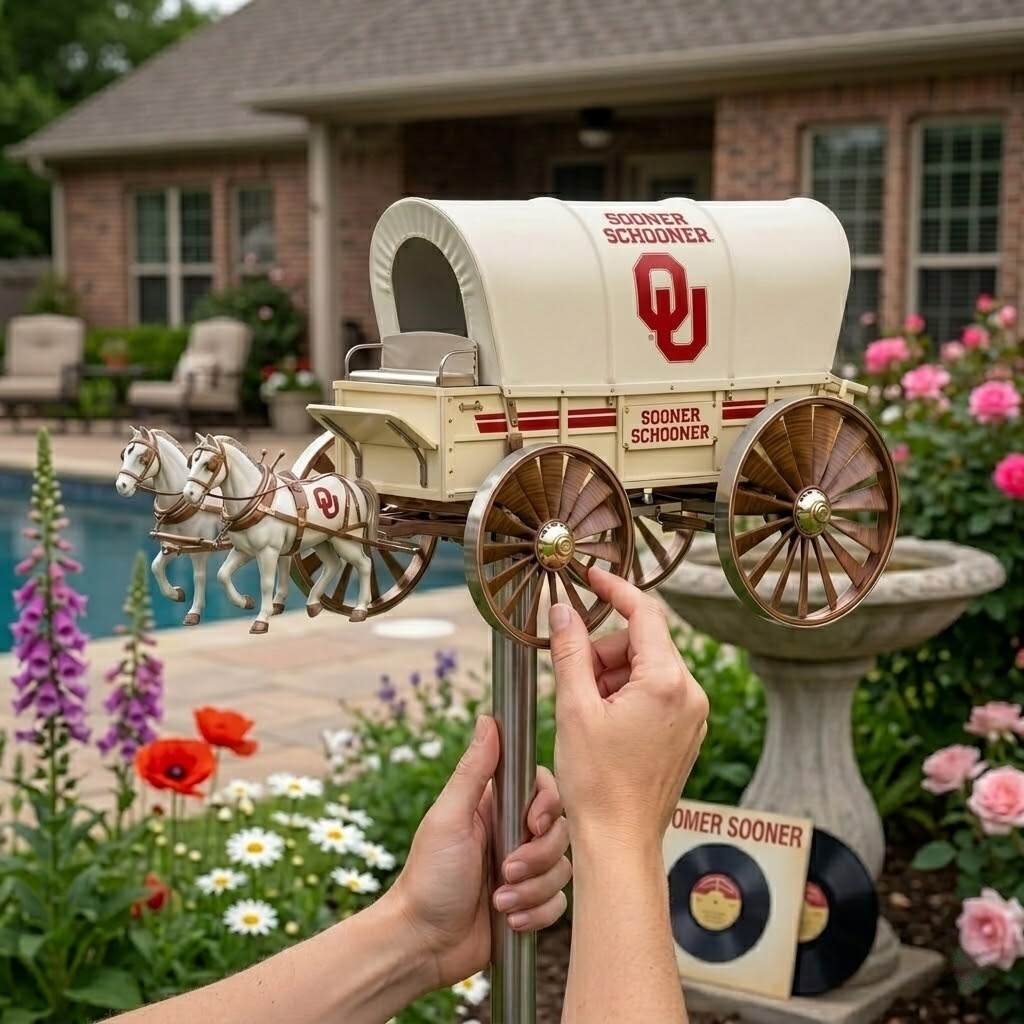 🐎Oklahoma Sooners Schooner Garden Wind Spinner