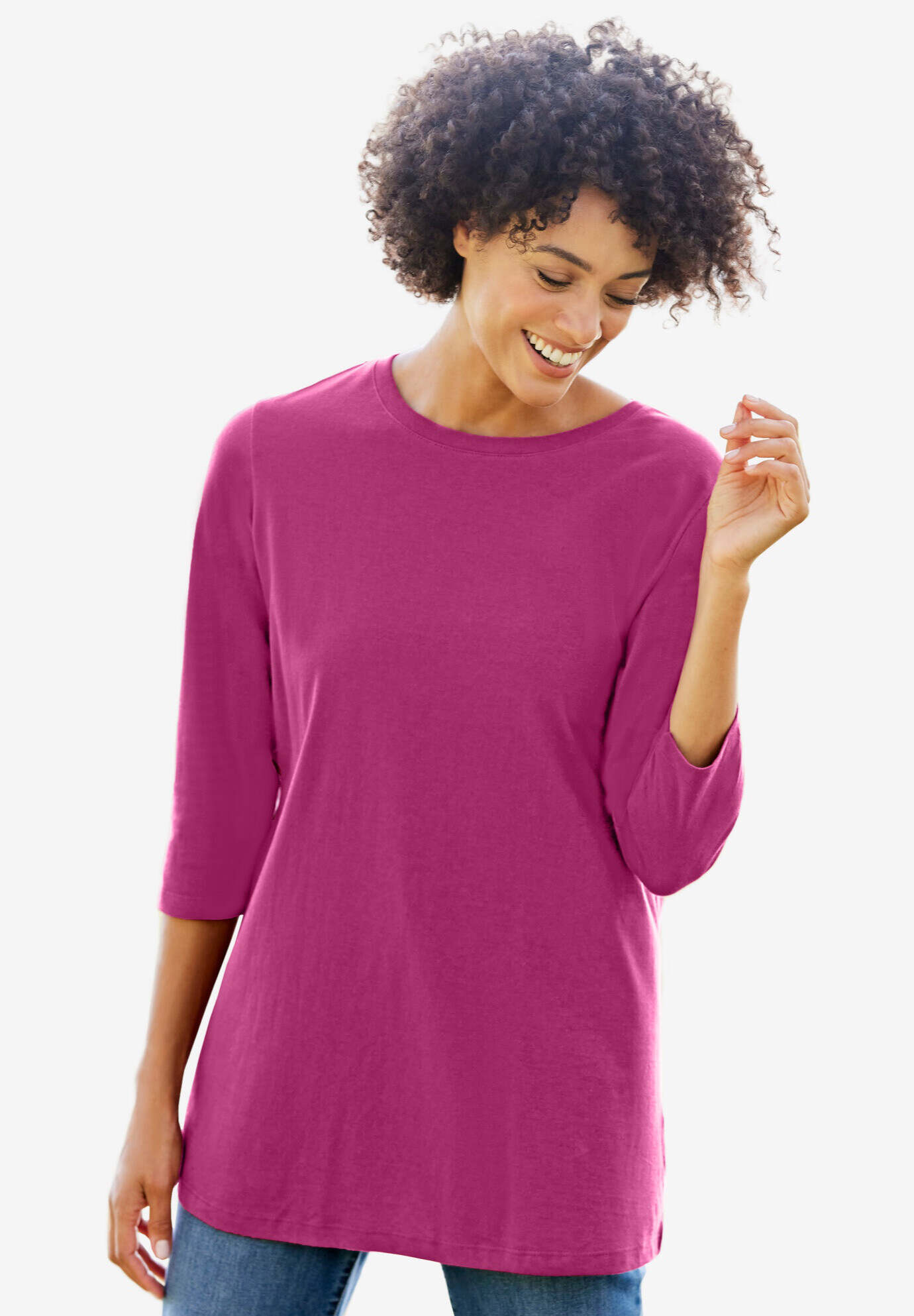 Perfect Three-Quarter Sleeve Crewneck Tee