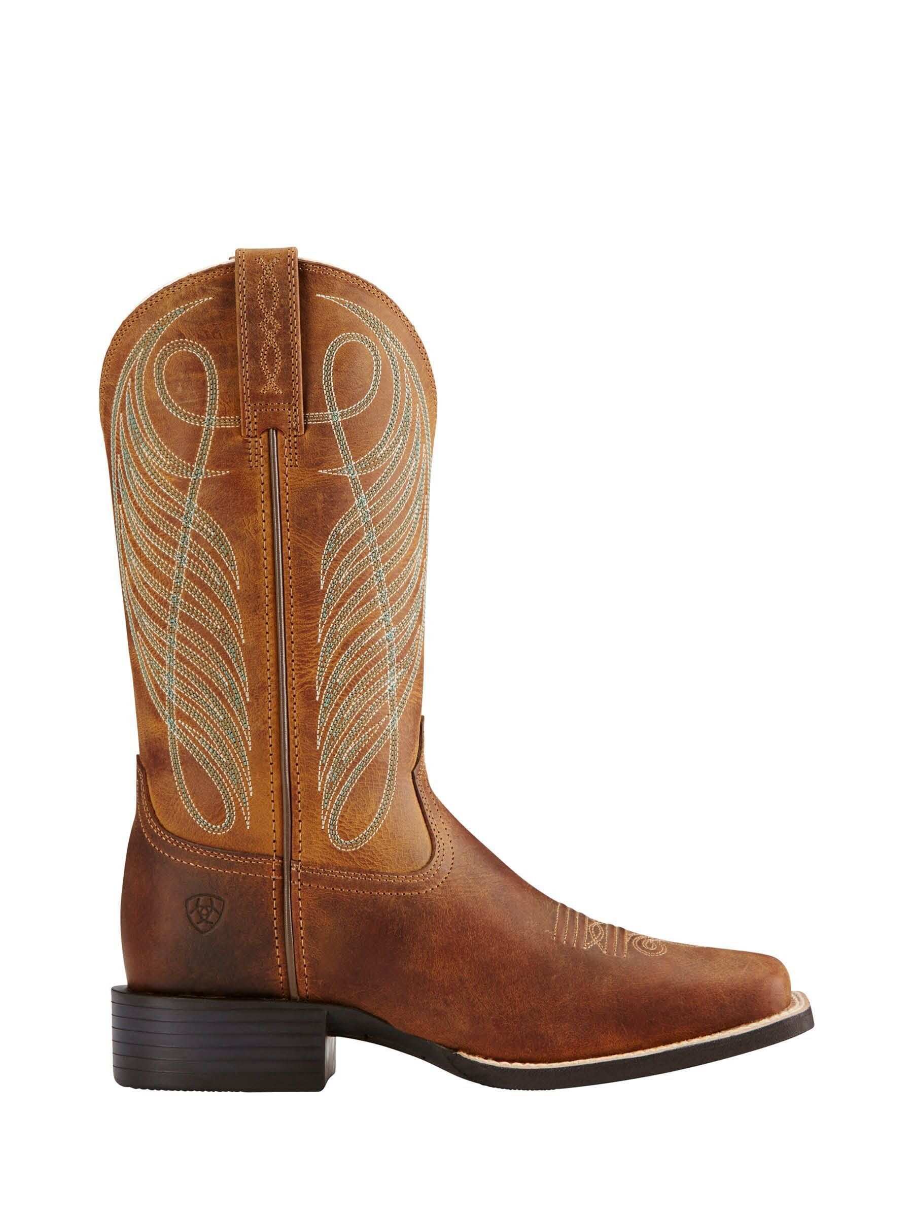 Ariat Brown Ariat Brown Round Up Wide Square Toe Western Boots