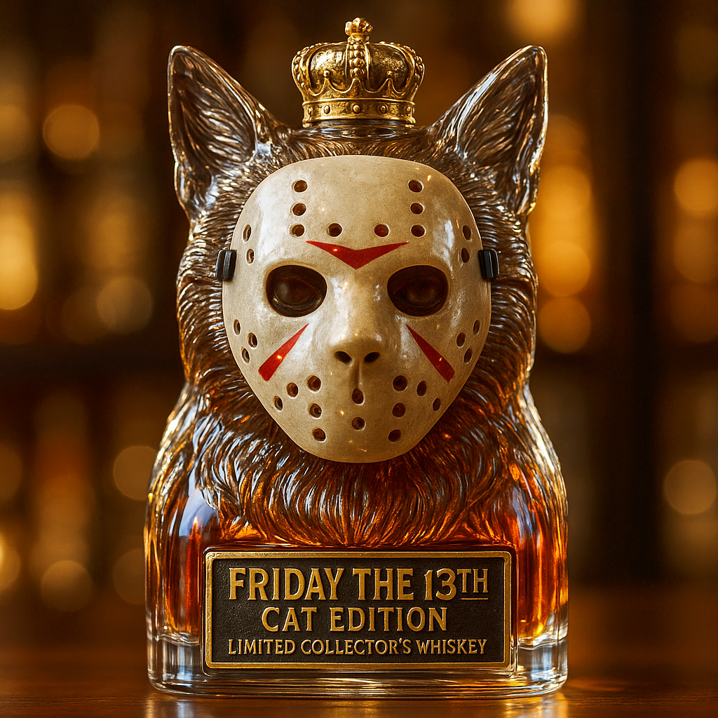 Friday the 13th Cat Whiskey Bottle