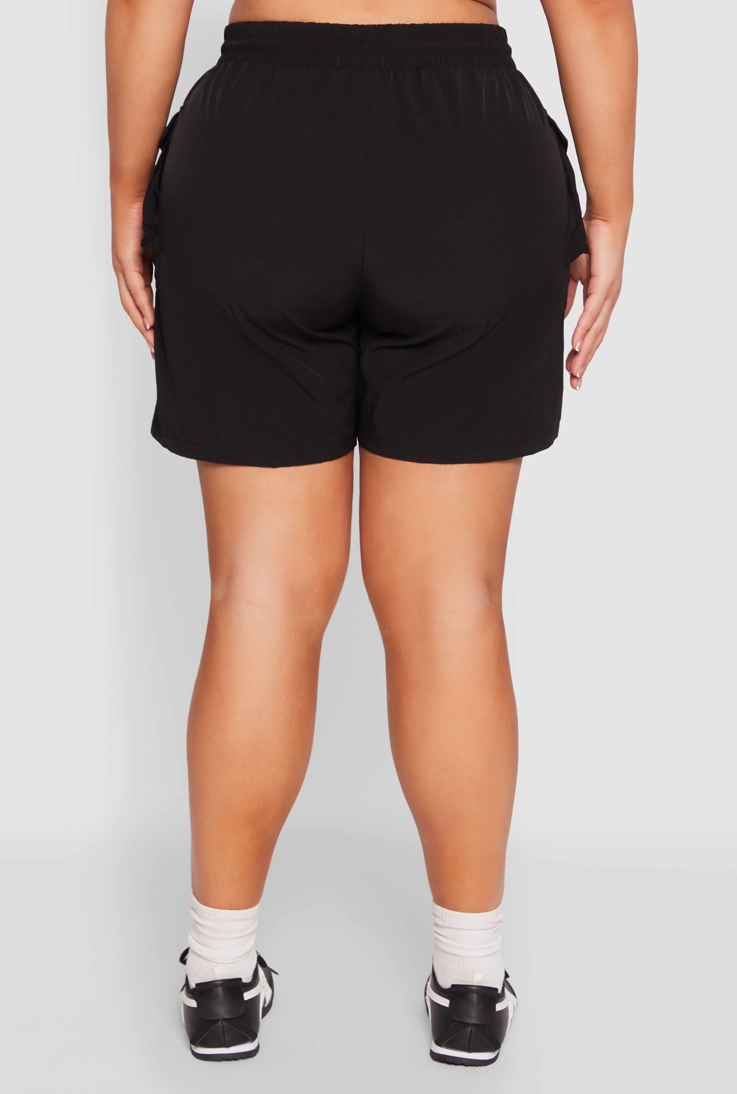 Plus Size Nylon Drawstring Cargo Shorts