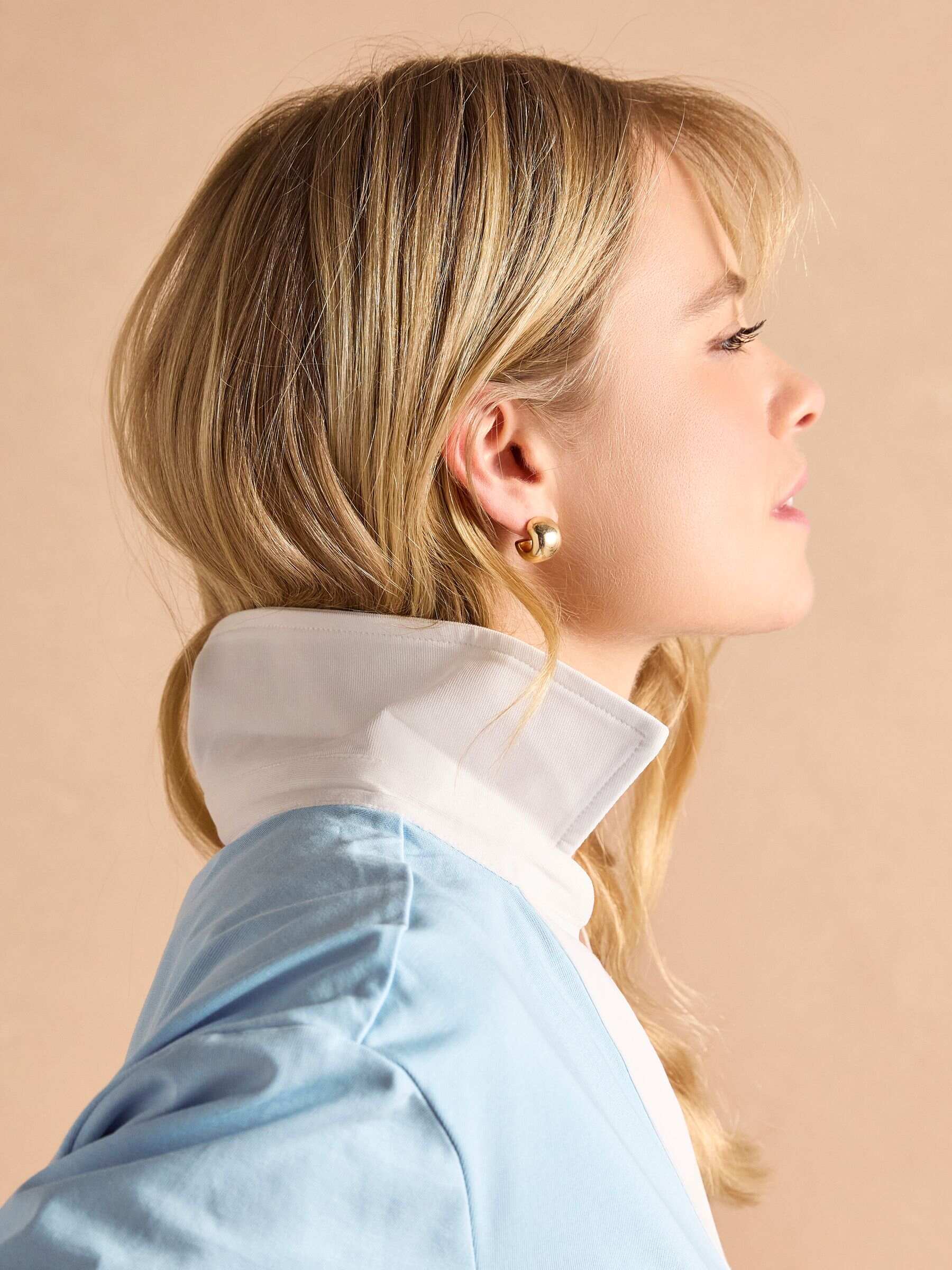 Tallie Pink/White Short Sleeve Combed 100% Cotton Collared Top