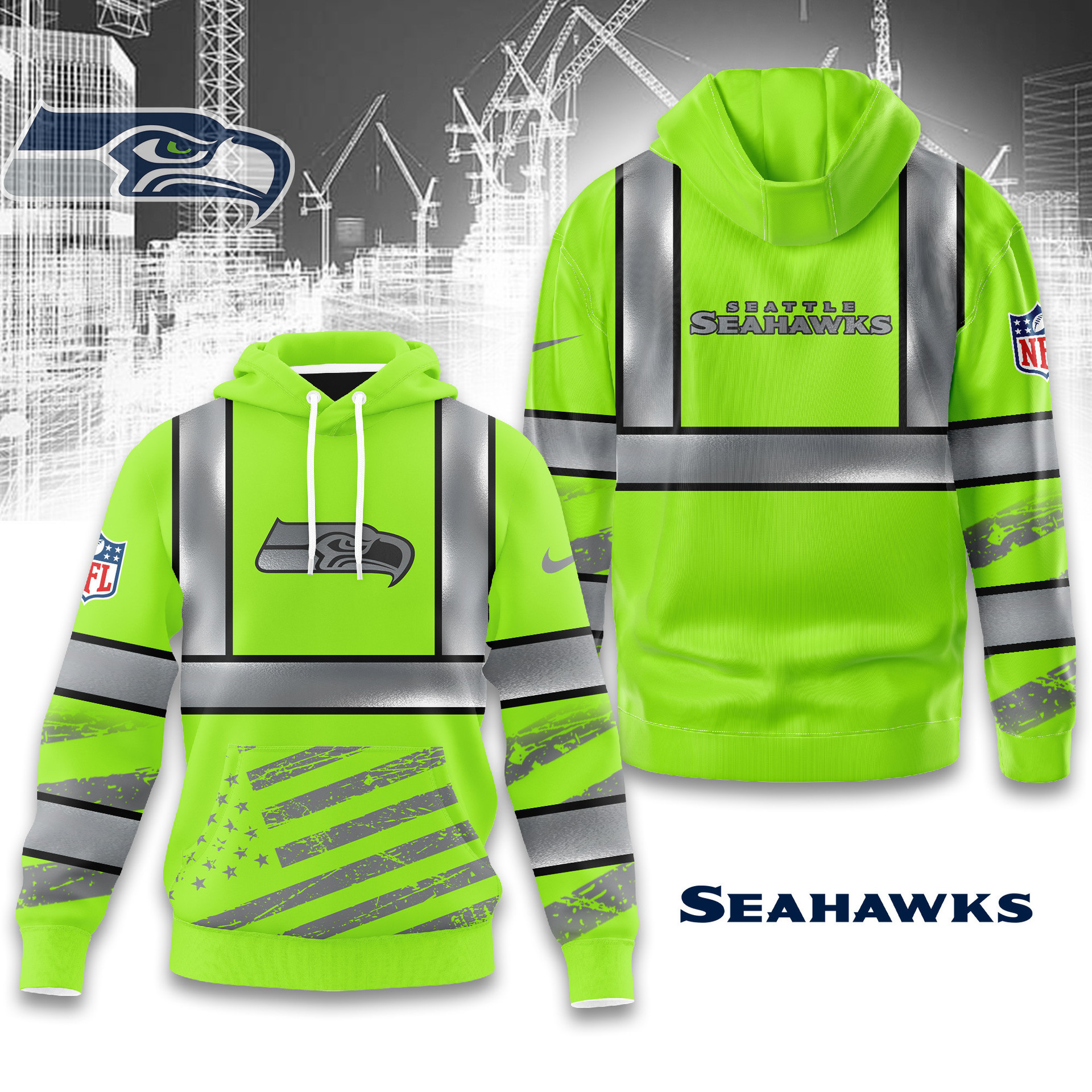 Seattle Seahawks | Premium NFL Safety Hi-Vis Hoodie MM
