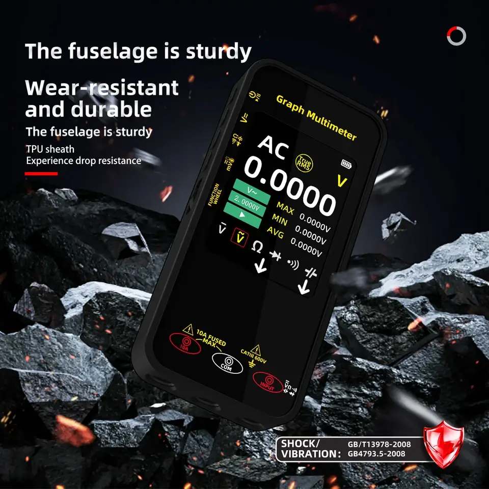 Intelligent Digital Multimeter, Voltage Waveform Recording, Temperature Testing, Current,  Screen Can  Rotated For Display