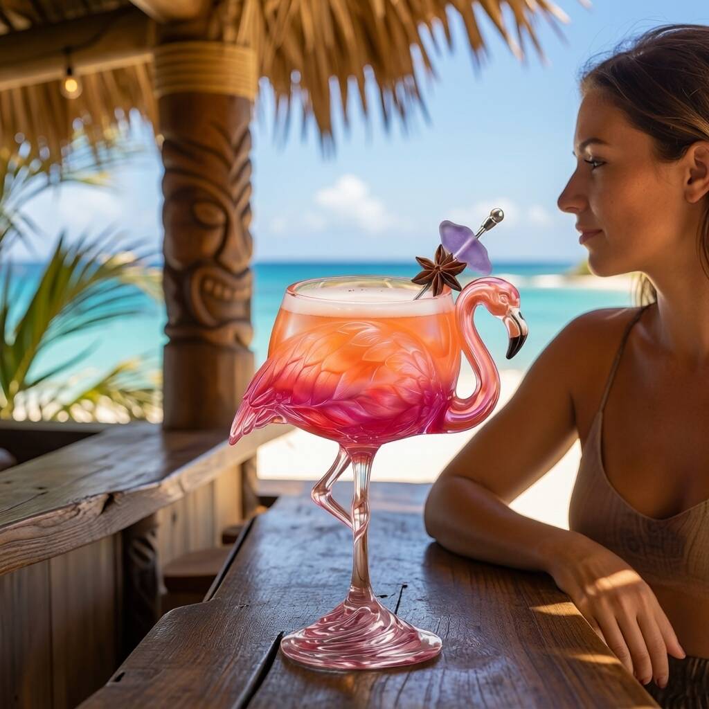 🦩 Flamingo Artistic Cocktail Glass