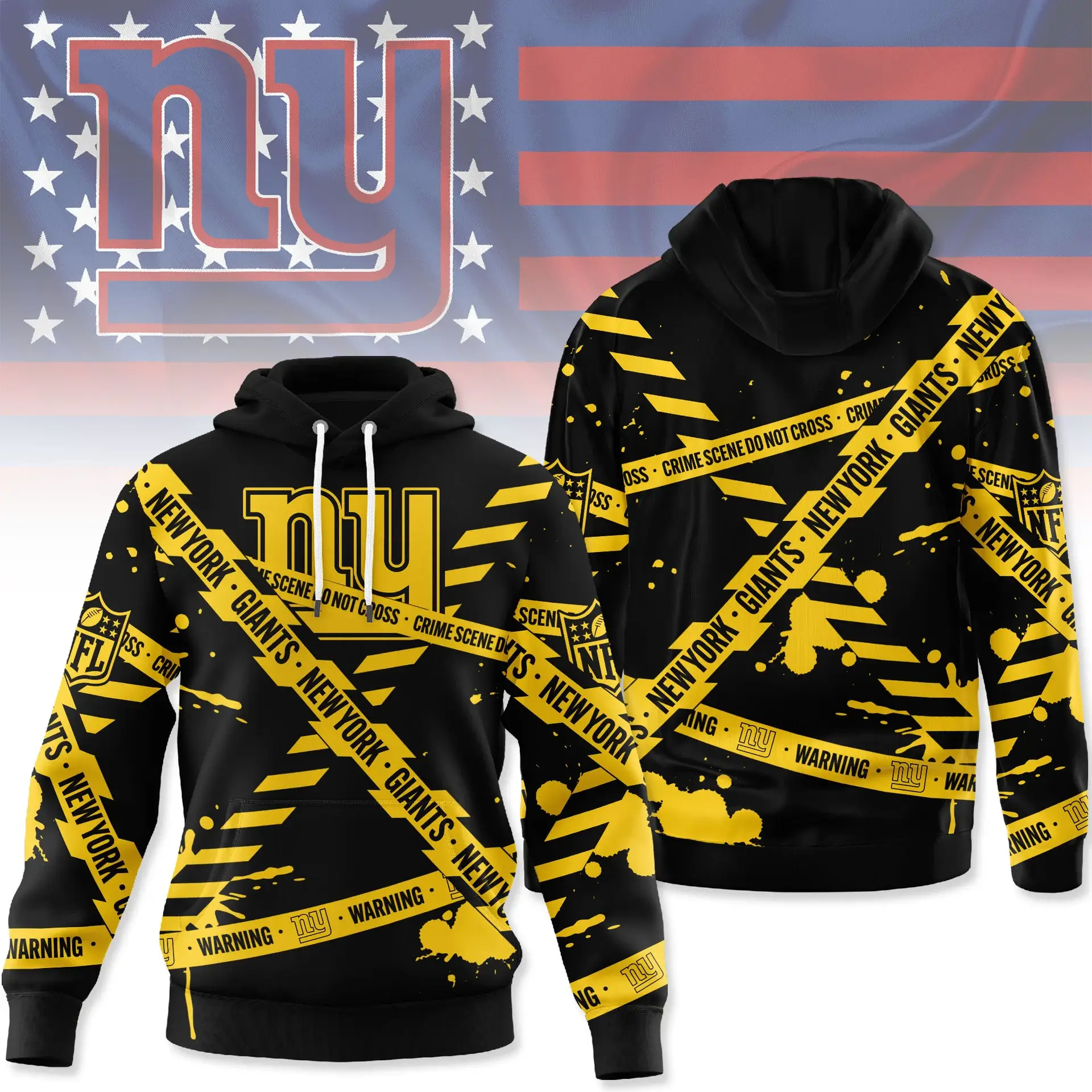 New York Giants | Premium NFL Yellow Caution Tape 3D Hoodie MM