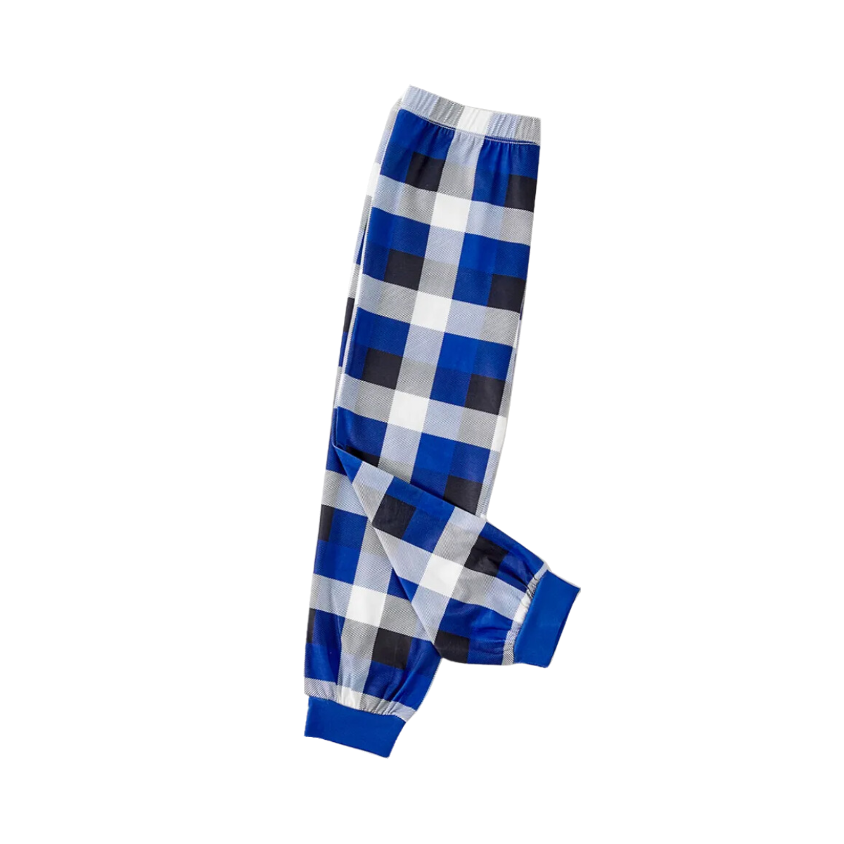 Christmas Lollipop Jesus White Letter Prints Contrast Blue Long Sleeve with Blue and White Plaid Pants Family Matching Pajamas