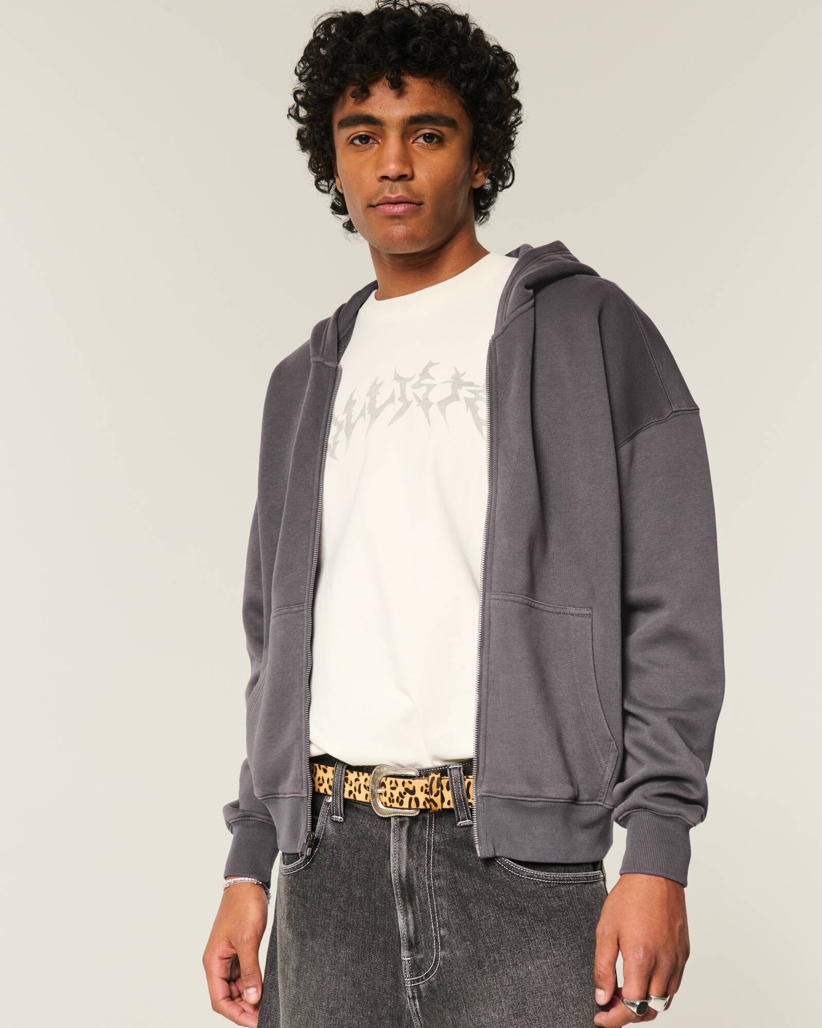Boxy Camo Zip-Up Hoodie
