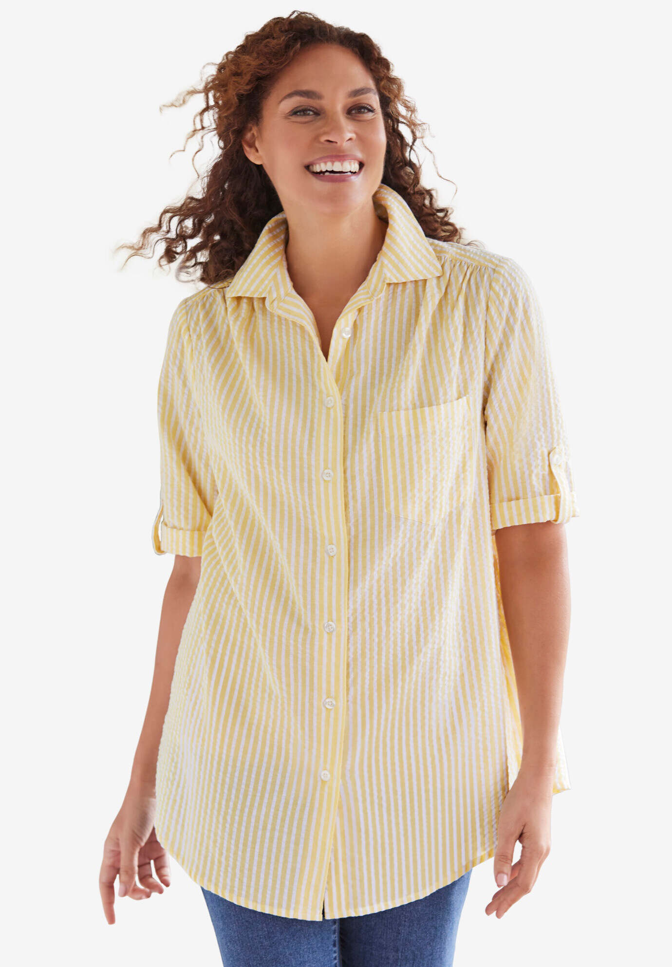 Short-Sleeve Button Down Seersucker Shirt