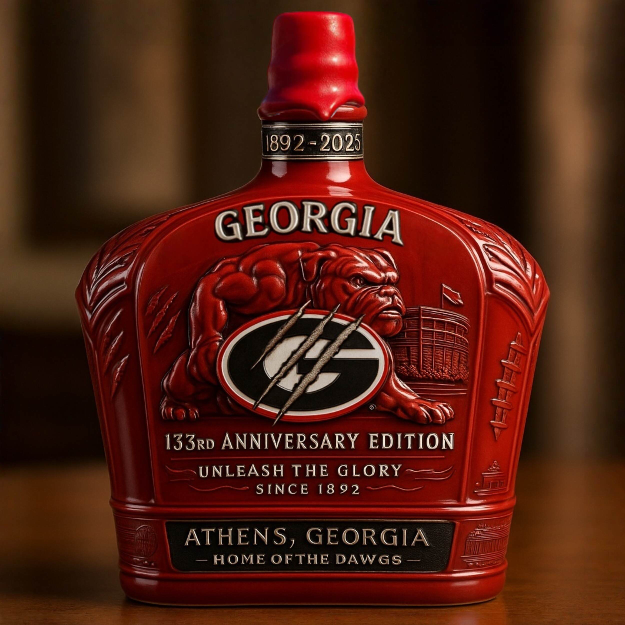 UGA Bulldogs 133rd Anniversary Whiskey Bottle
