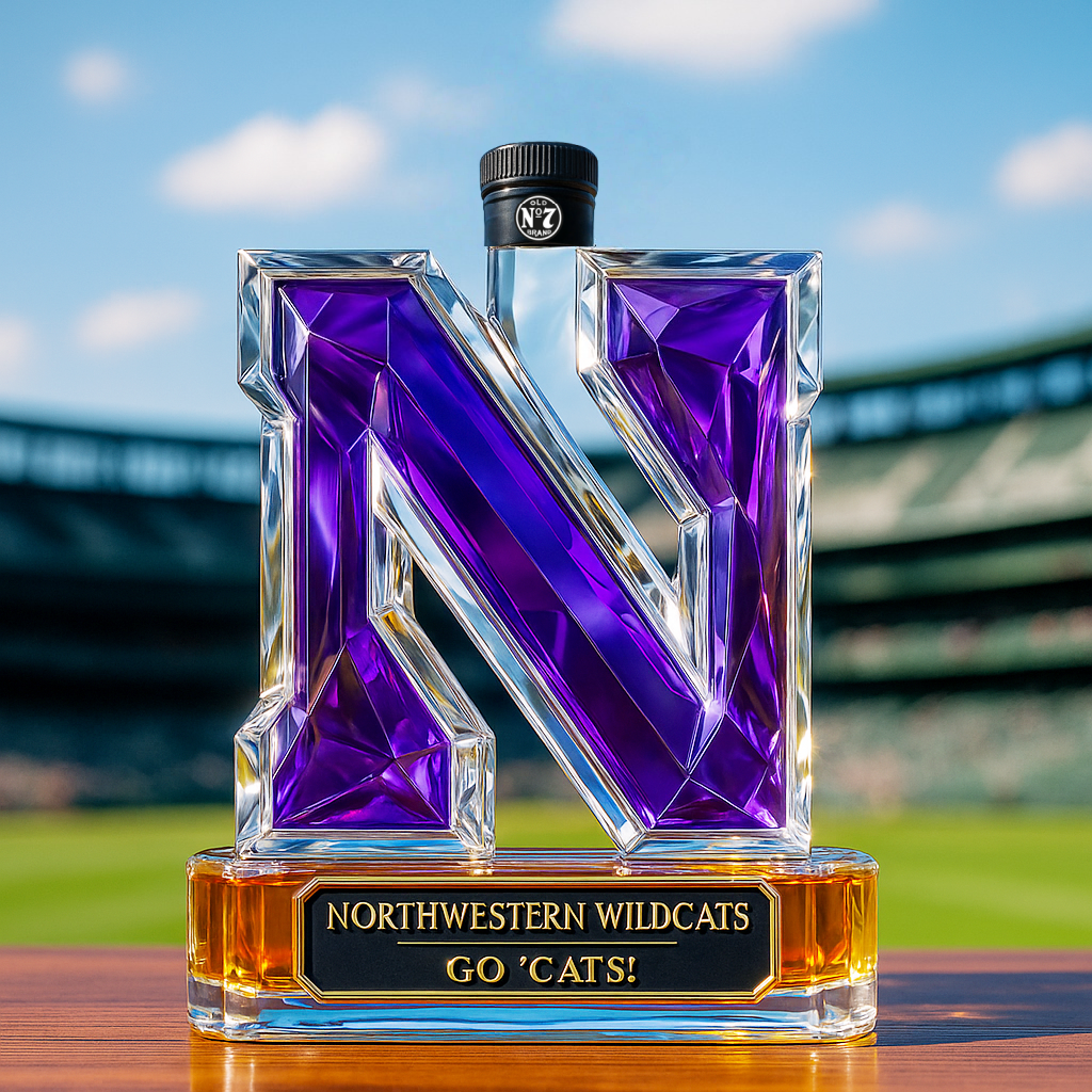 Northwestern University Wildcats Whiskey Bottle