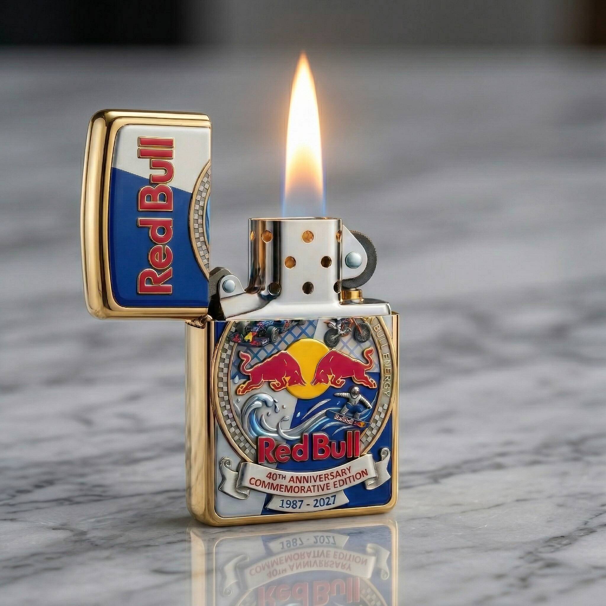 🐂 Red Bull 40th Anniversary: Ignite Your Legacy – Limited Zippo 🔥