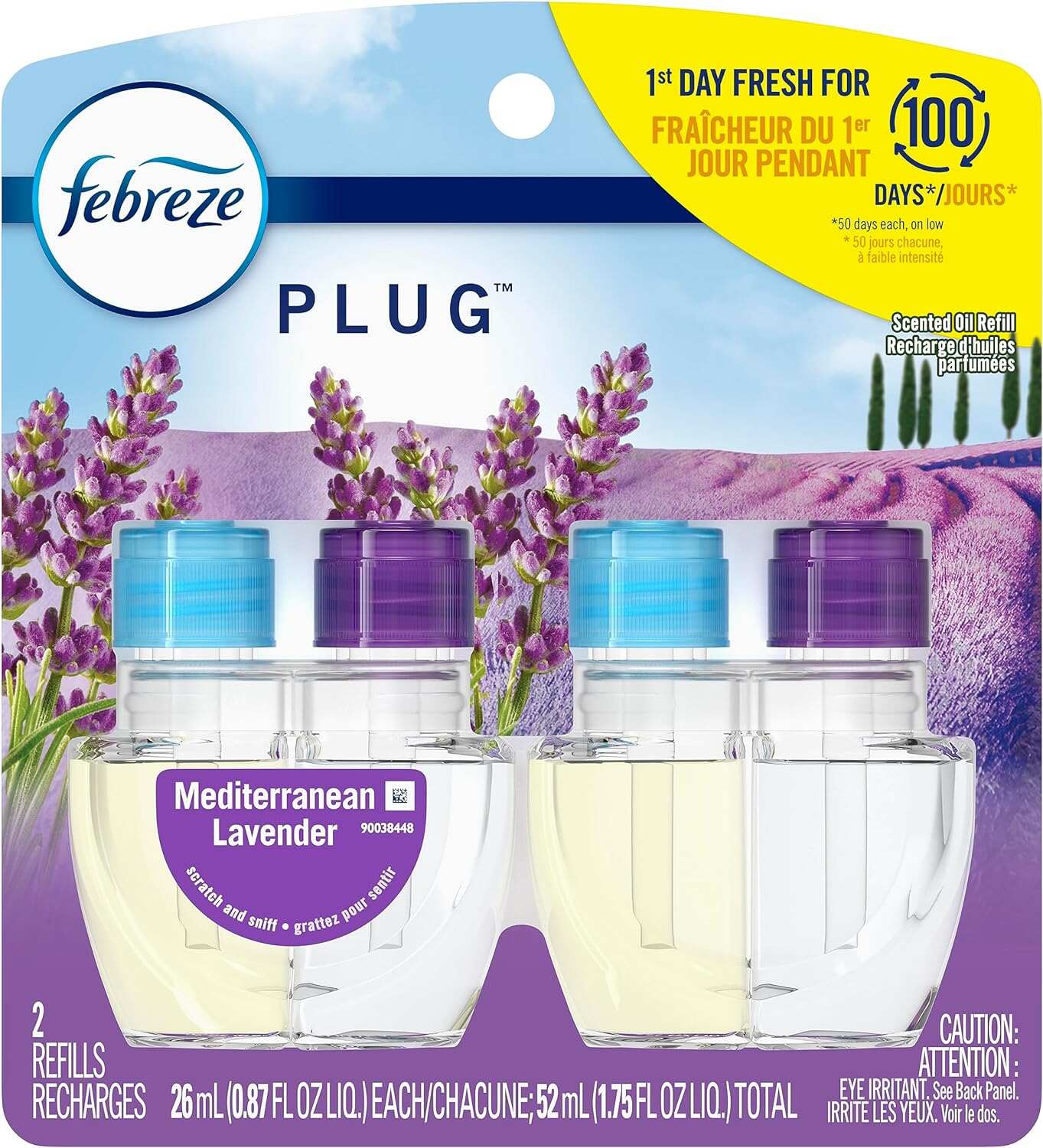 Febreze Odor-Fighting Fade Defy PLUG Air Freshener, Mountain, Ocean, Amber, (3) .87 fl. oz. Oil Refills
