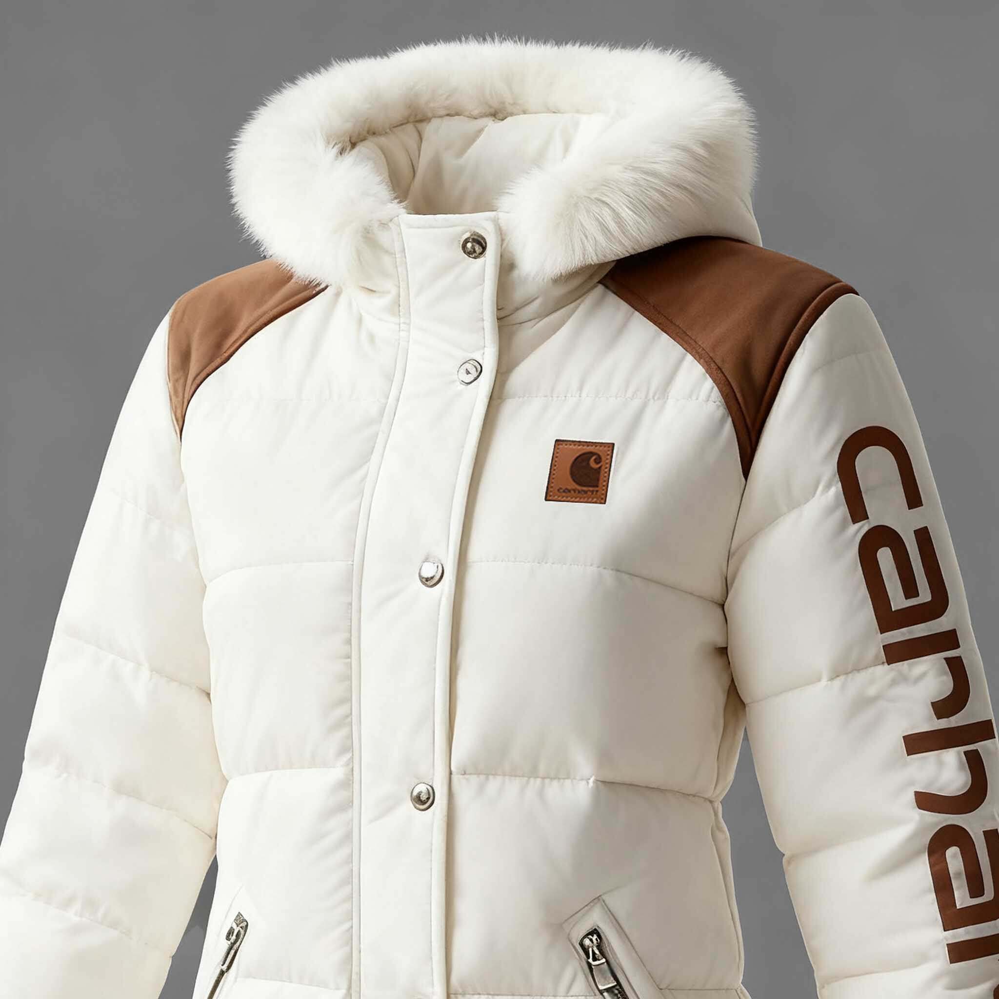 Winter White Puffer Jacket with Fur Trim