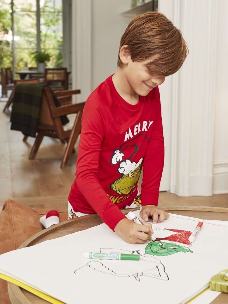 ��Merry Christmas�� Family Matching Grinch Cartoon Print Pajama Set