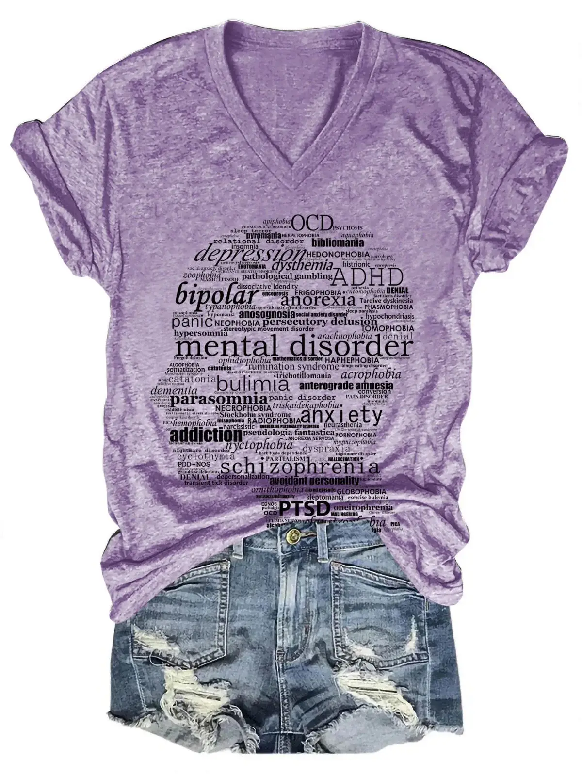 Mental Health Words Art Casual T-shirt