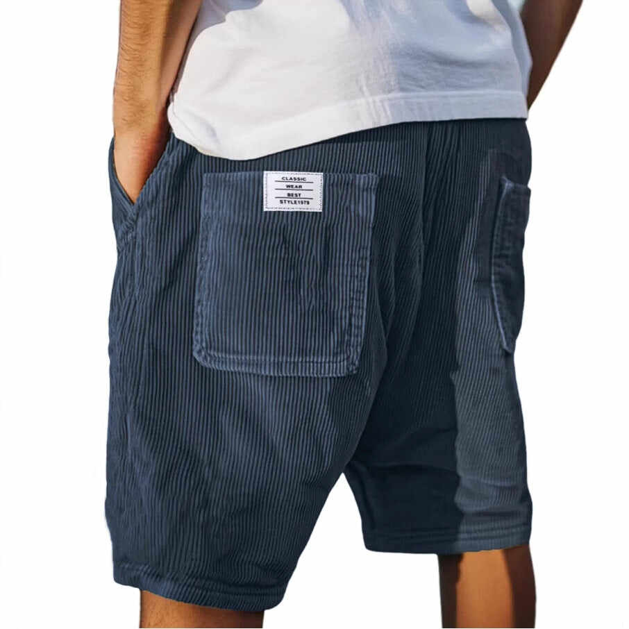 Men's Multi-pocket Embroidery Mark Corduroy Shorts