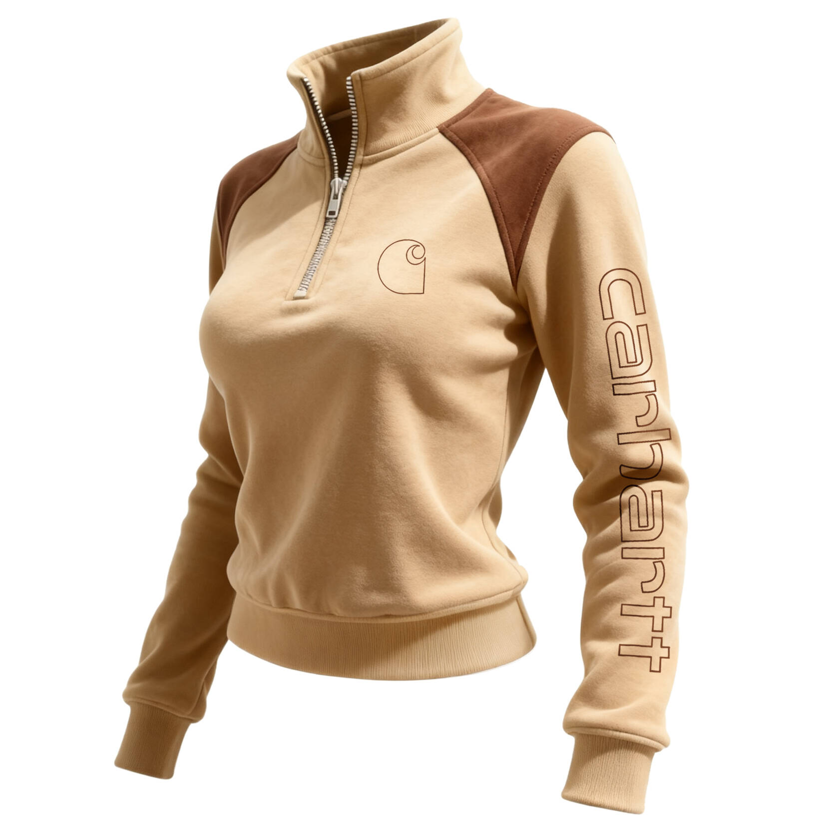 Women's Retro Western Style Contrast Panel Stand Collar Sweatshirt