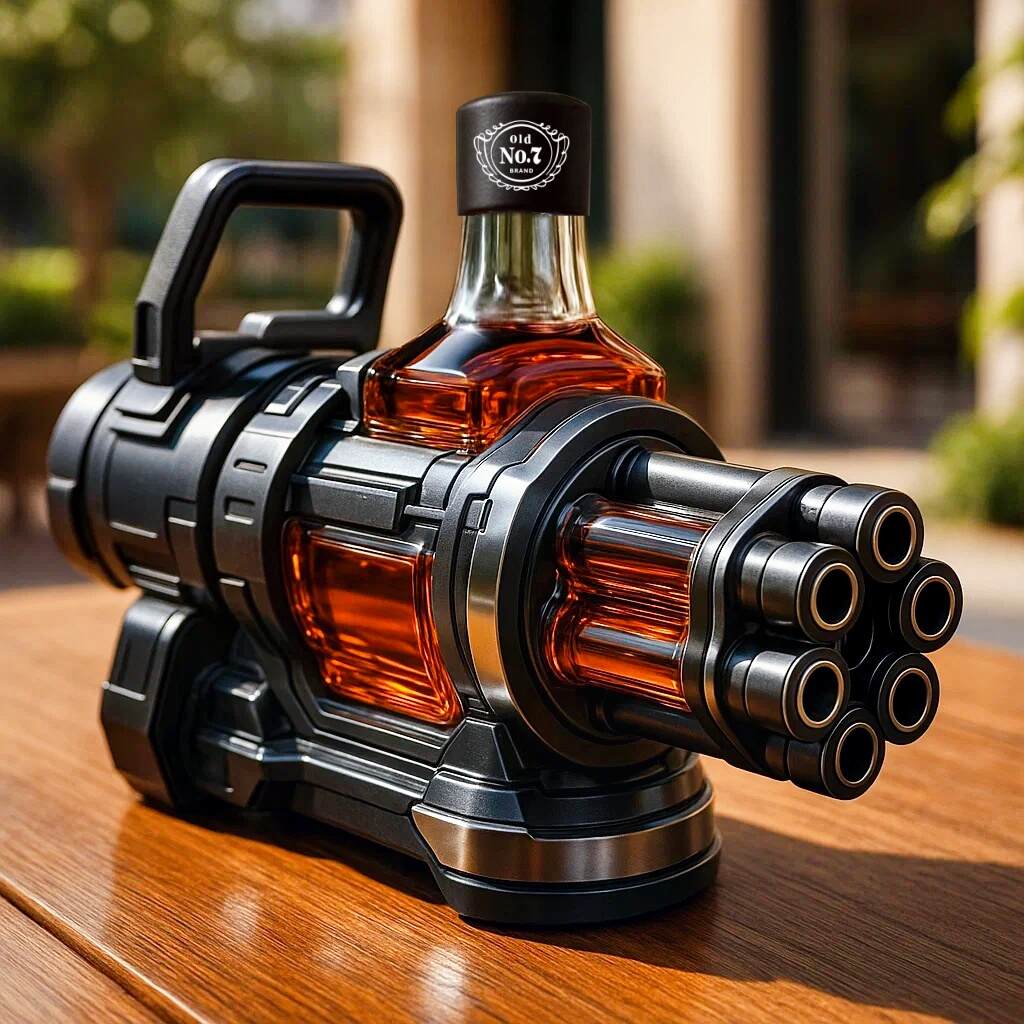 M134 Minigun Whiskey Bottle