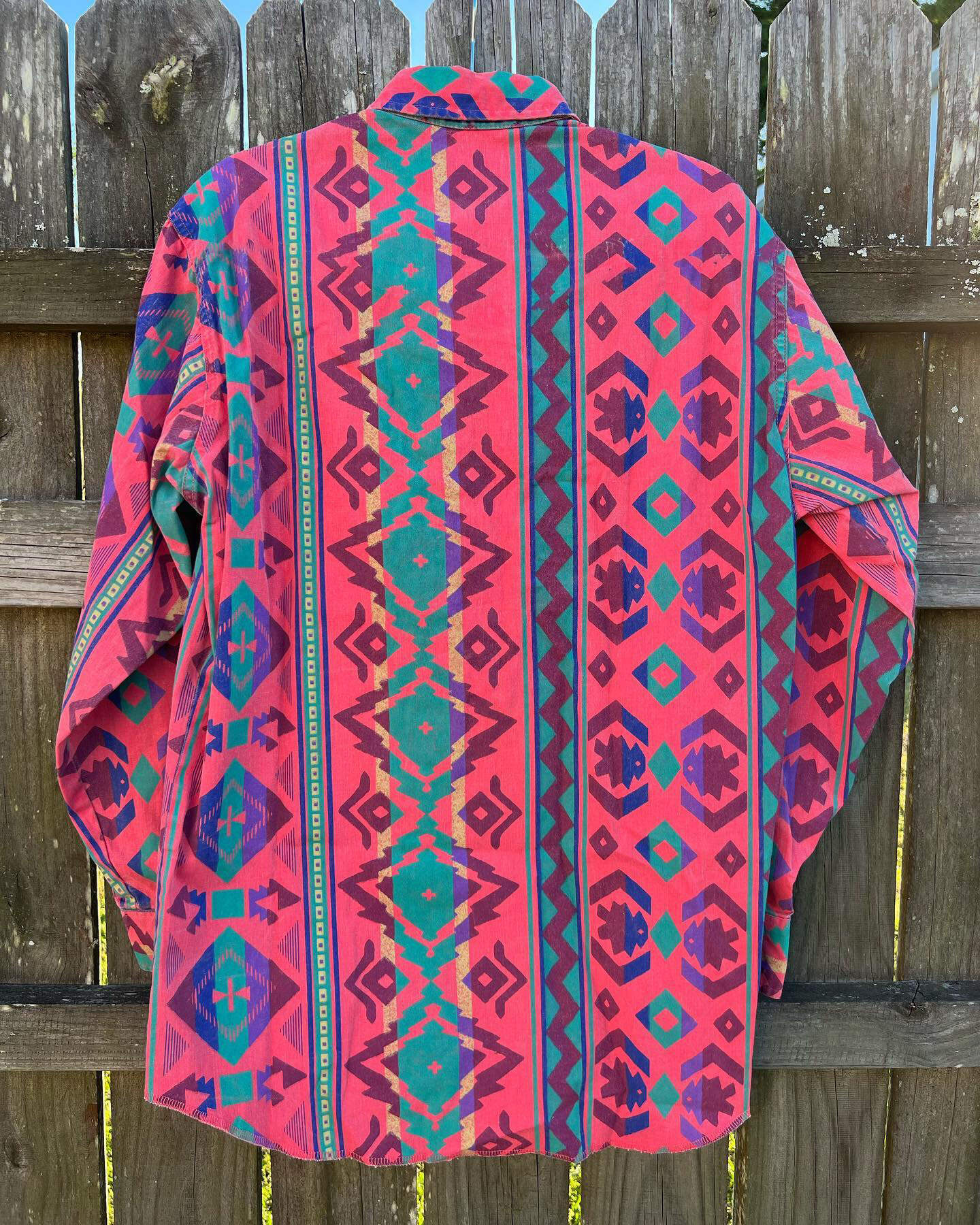 Men's Western Vintage Casual Red Print Long Sleeve Shirt