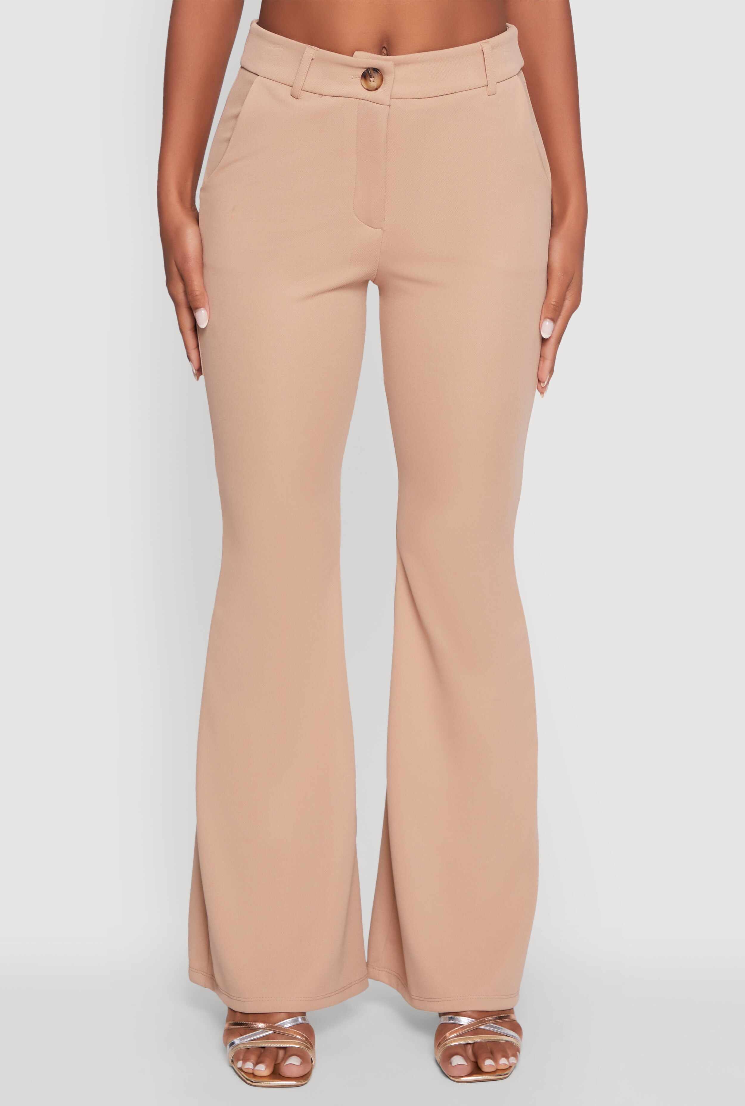 Solid Flared Dress Pants