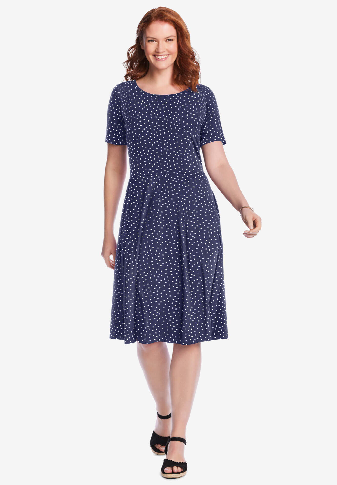 Short Sleeve Fit & Flare Dress
