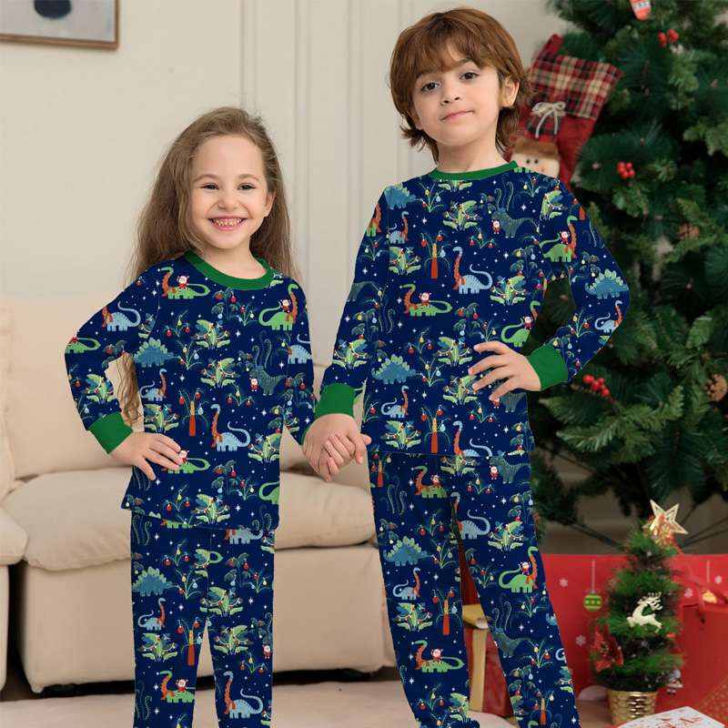 Printed Dinosaur Christmas Pajamas Sets Family Matching Sleepwear Loungewear