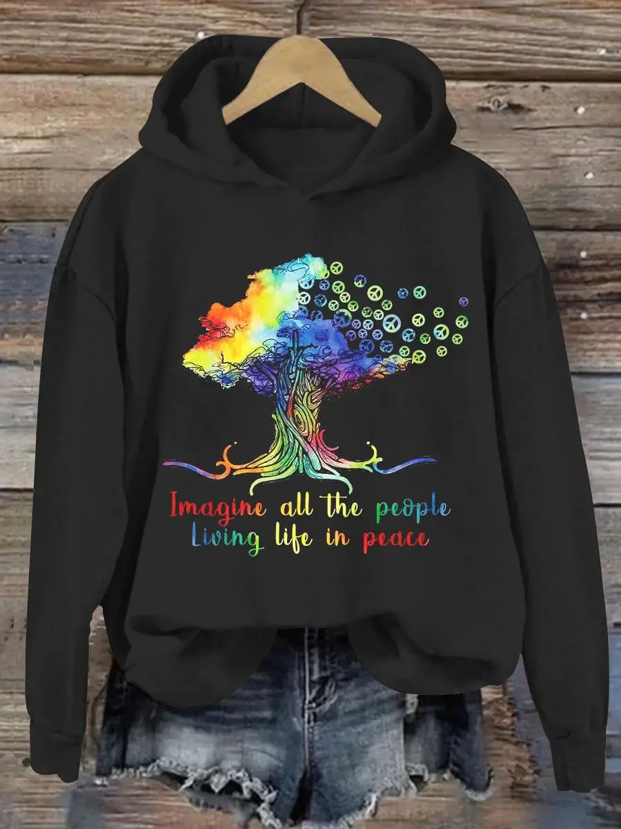 Imagine All The People Living Life In Peace Art Print Casual Sweatshirt