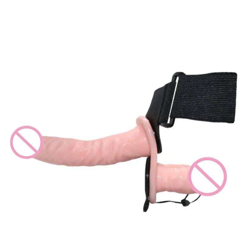 Double Penis Realistic Dildo Vibrator: Ultra Elastic Strap-On Harness for Women - Adult Sex Toy for Lesbians